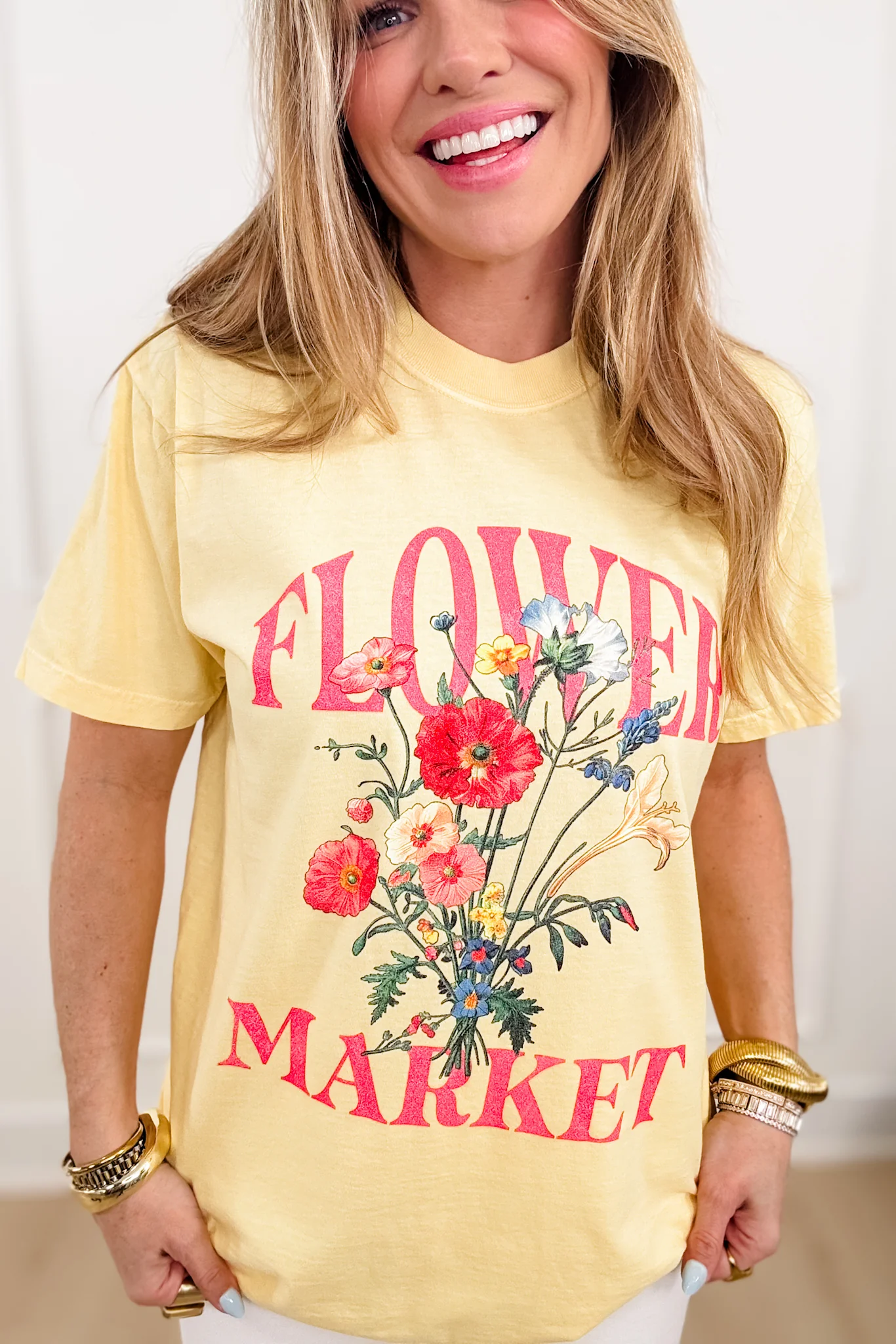 Plus/Reg Short Sleeve "Flower Market" Graphic Tee - Image 2