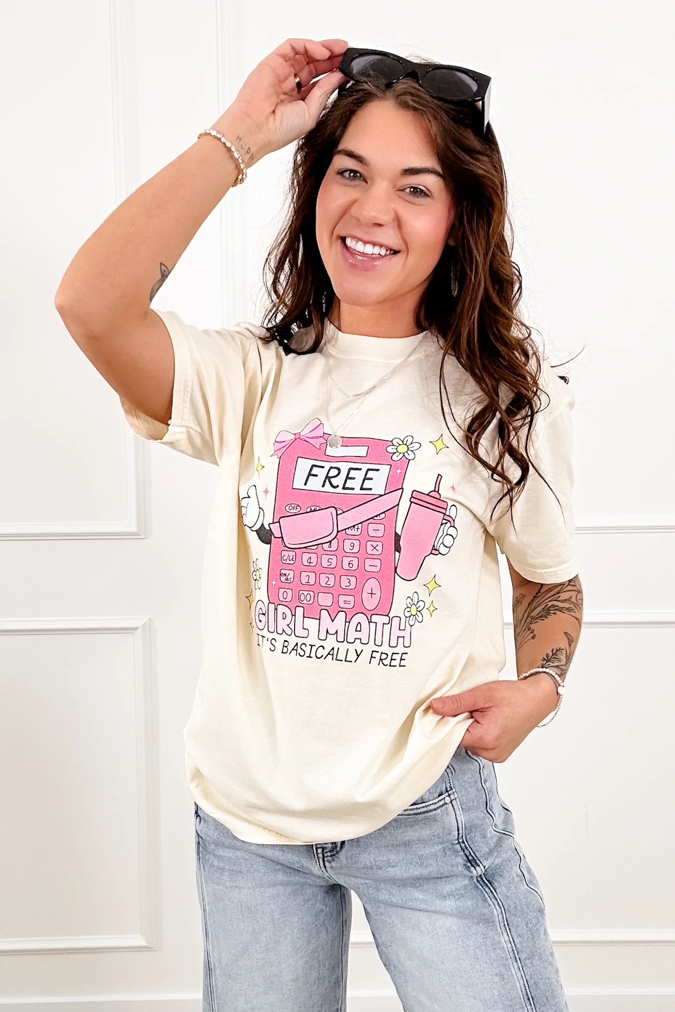 Plus/Reg Short Sleeve Ivory "Girl Math" Graphic Tee - Image 3