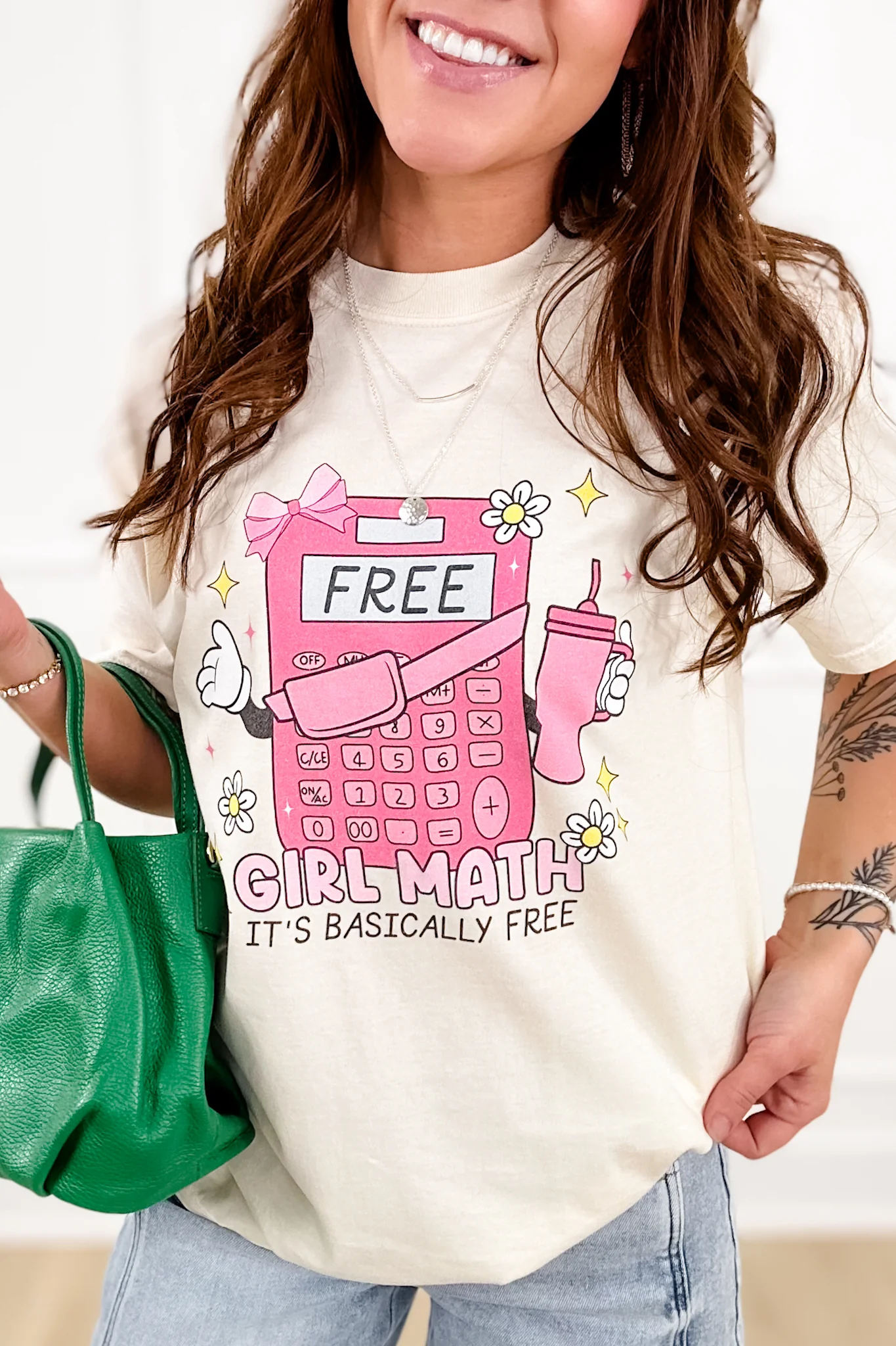 Plus/Reg Short Sleeve Ivory "Girl Math" Graphic Tee - Image 4