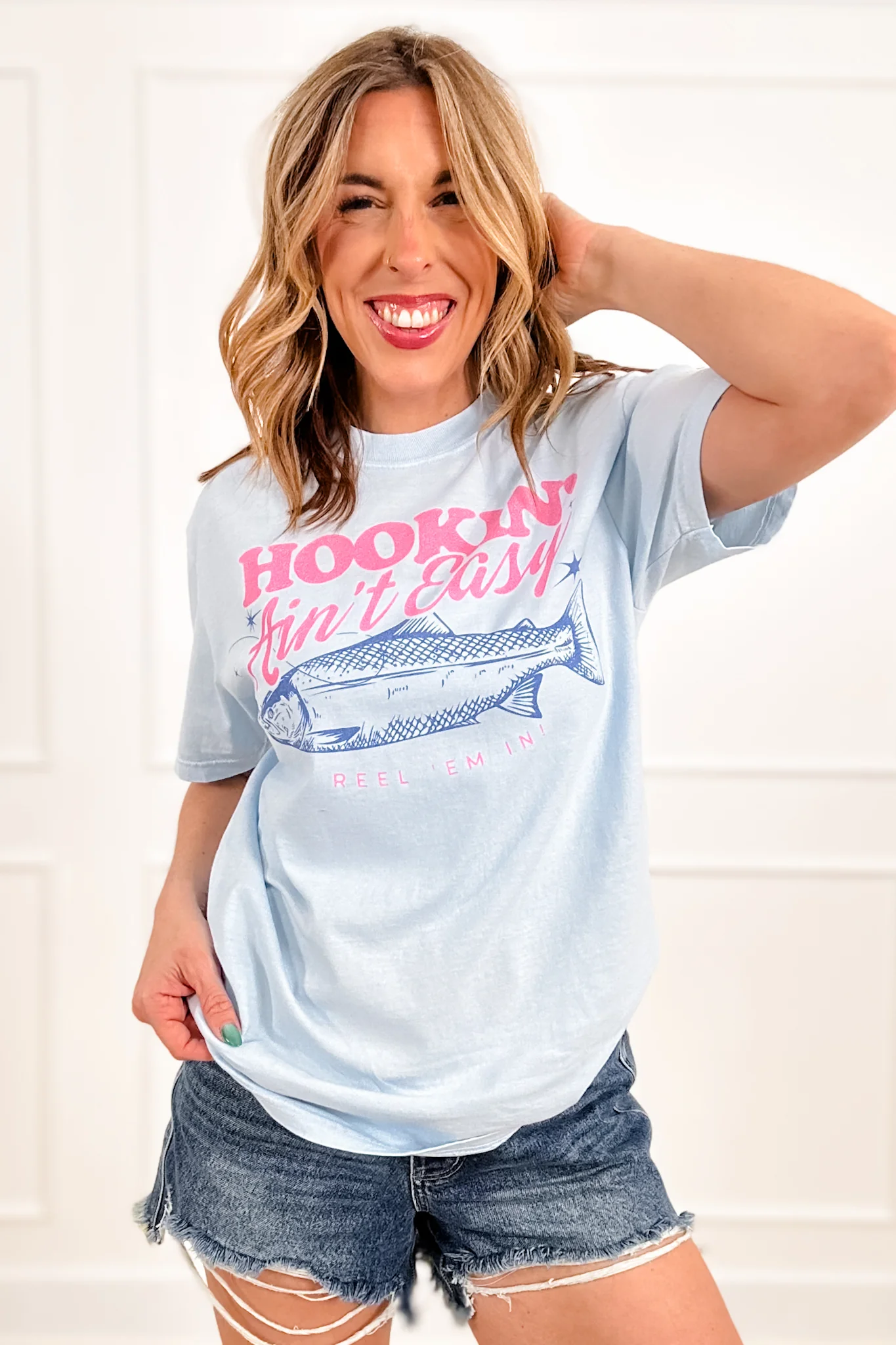 Plus/Reg Short Sleeve "Hookin Ain't Easy" Graphic Tee - Image 3