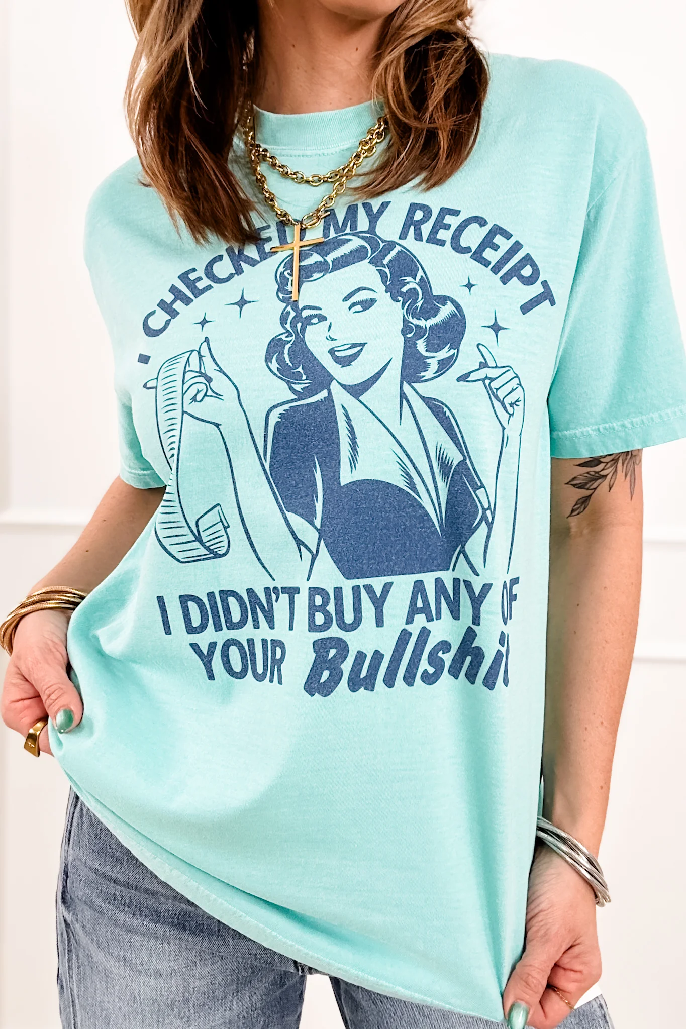 Plus/Reg Short Sleeve "I Checked My Receipt" Graphic Tee - Image 2