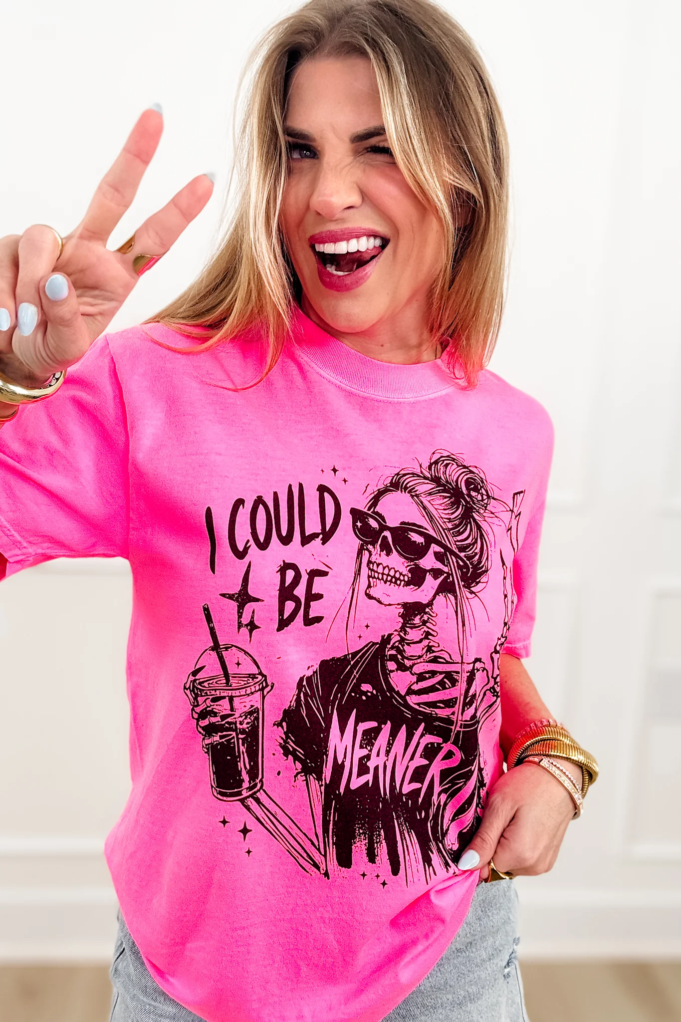Plus/Reg Short Sleeve "I Could Be Meaner" Graphic Tee - Image 2