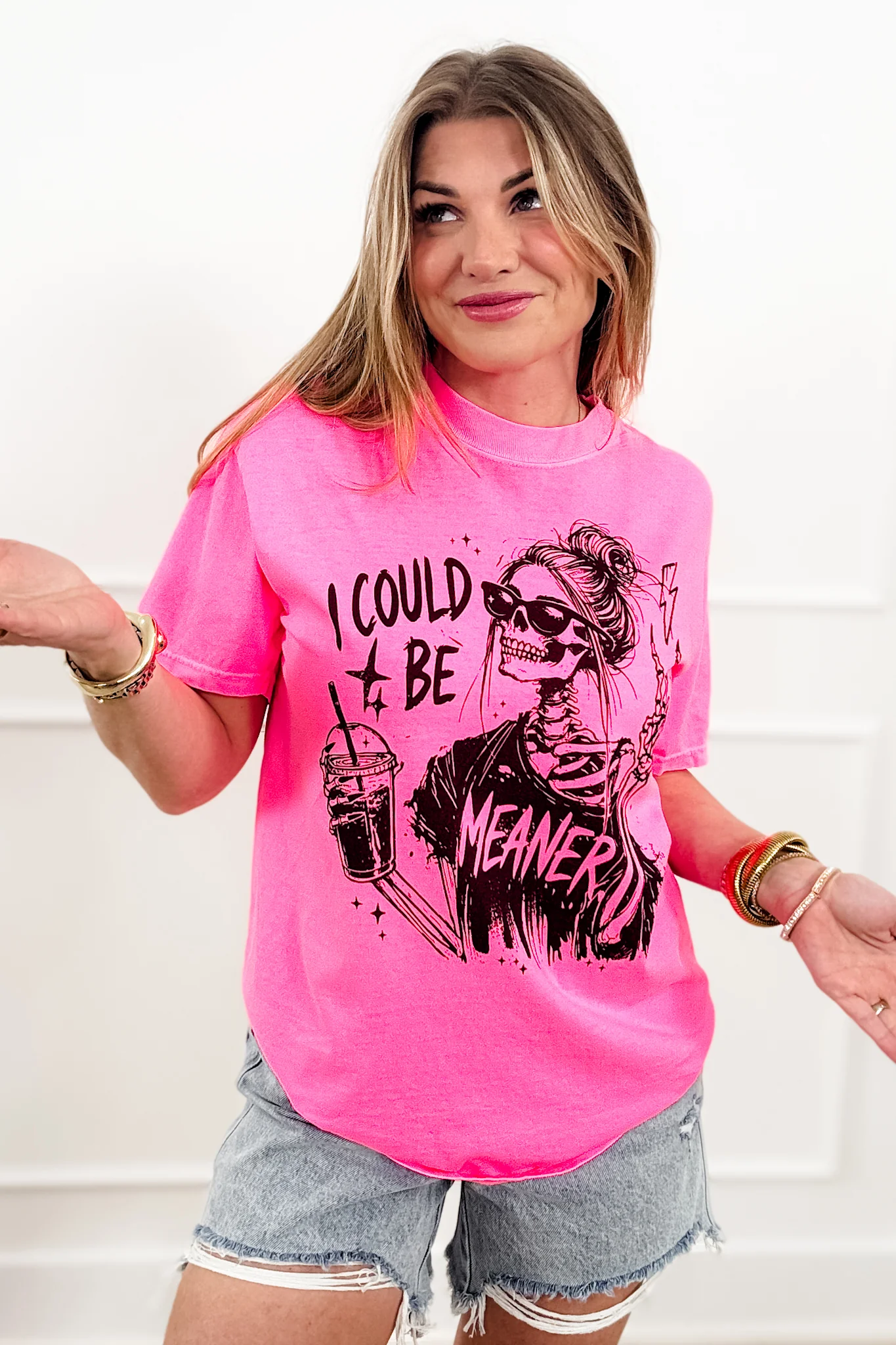 Plus/Reg Short Sleeve "I Could Be Meaner" Graphic Tee - Image 3