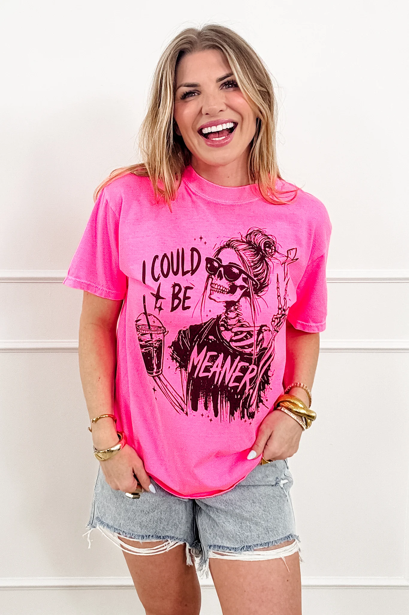 Plus/Reg Short Sleeve "I Could Be Meaner" Graphic Tee - Image 4