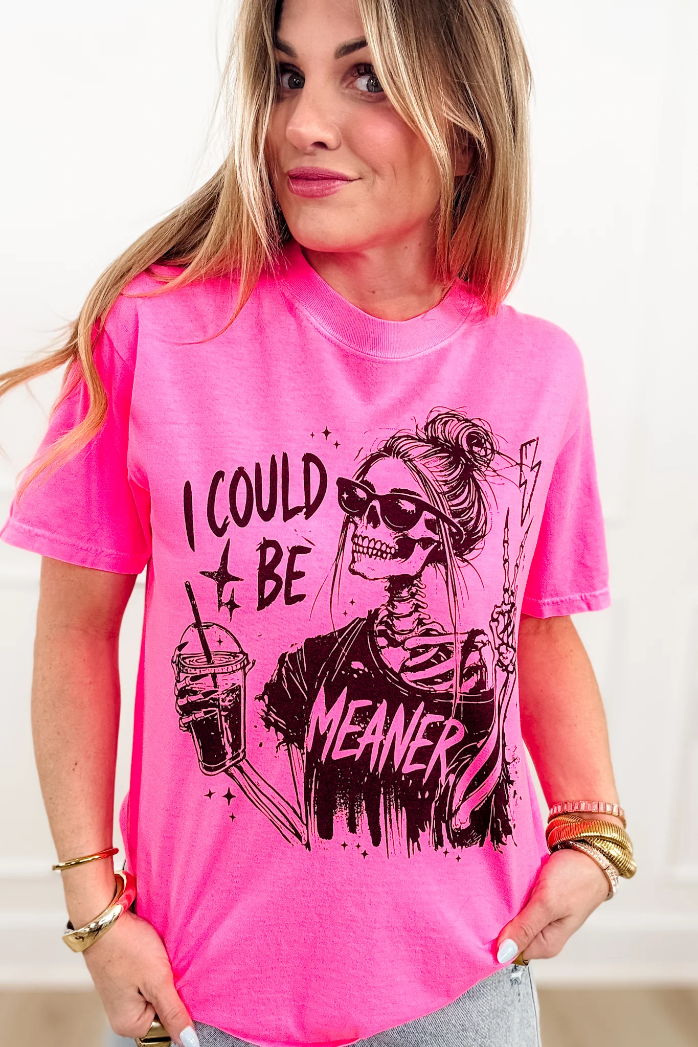 Plus/Reg Short Sleeve "I Could Be Meaner" Graphic Tee - Image 5
