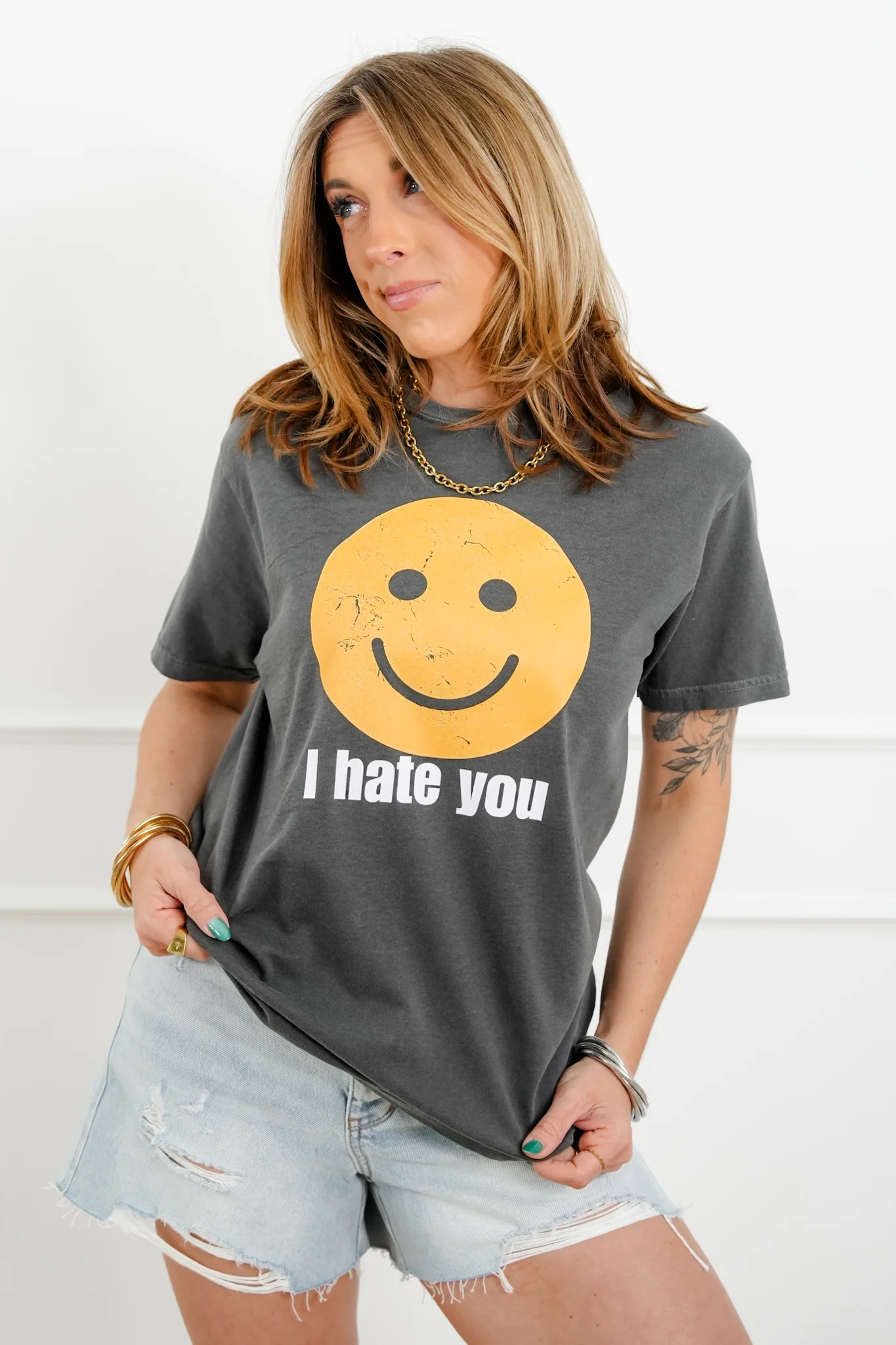 Plus/Reg Short Sleeve "I Hate You, Smiley" Graphic Tee - Image 2