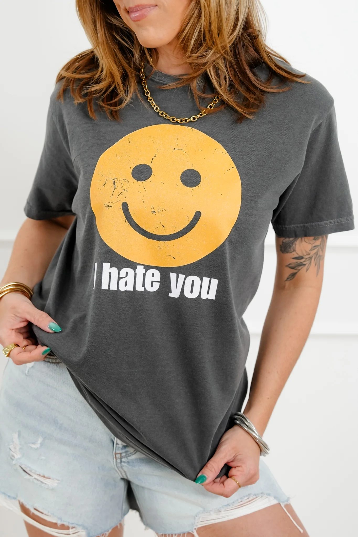 Plus/Reg Short Sleeve "I Hate You, Smiley" Graphic Tee - Image 3