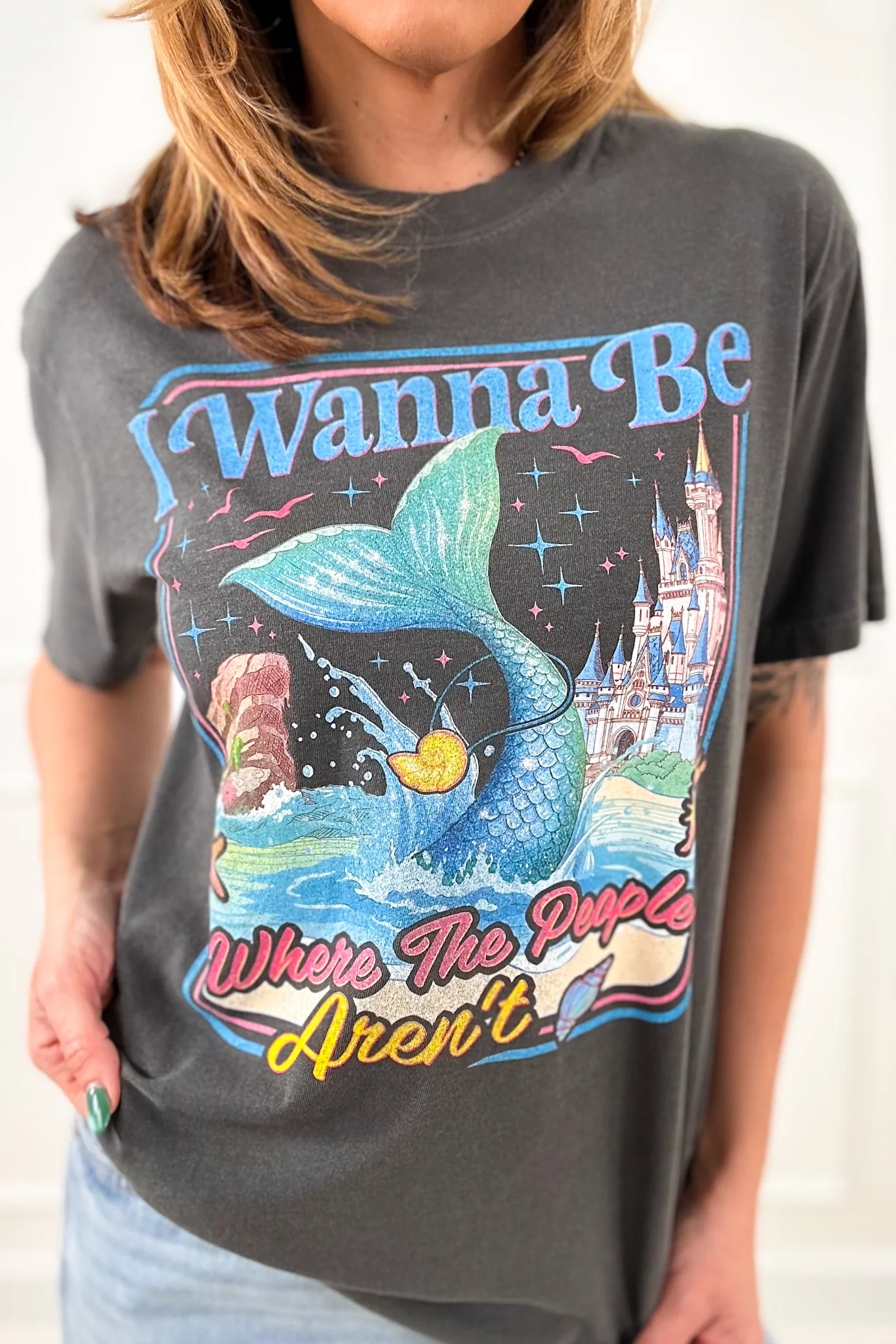 Plus/Reg Short Sleeve Dark Grey "I Wanna Be, Where the People Aren't" Graphic Tee - Image 2