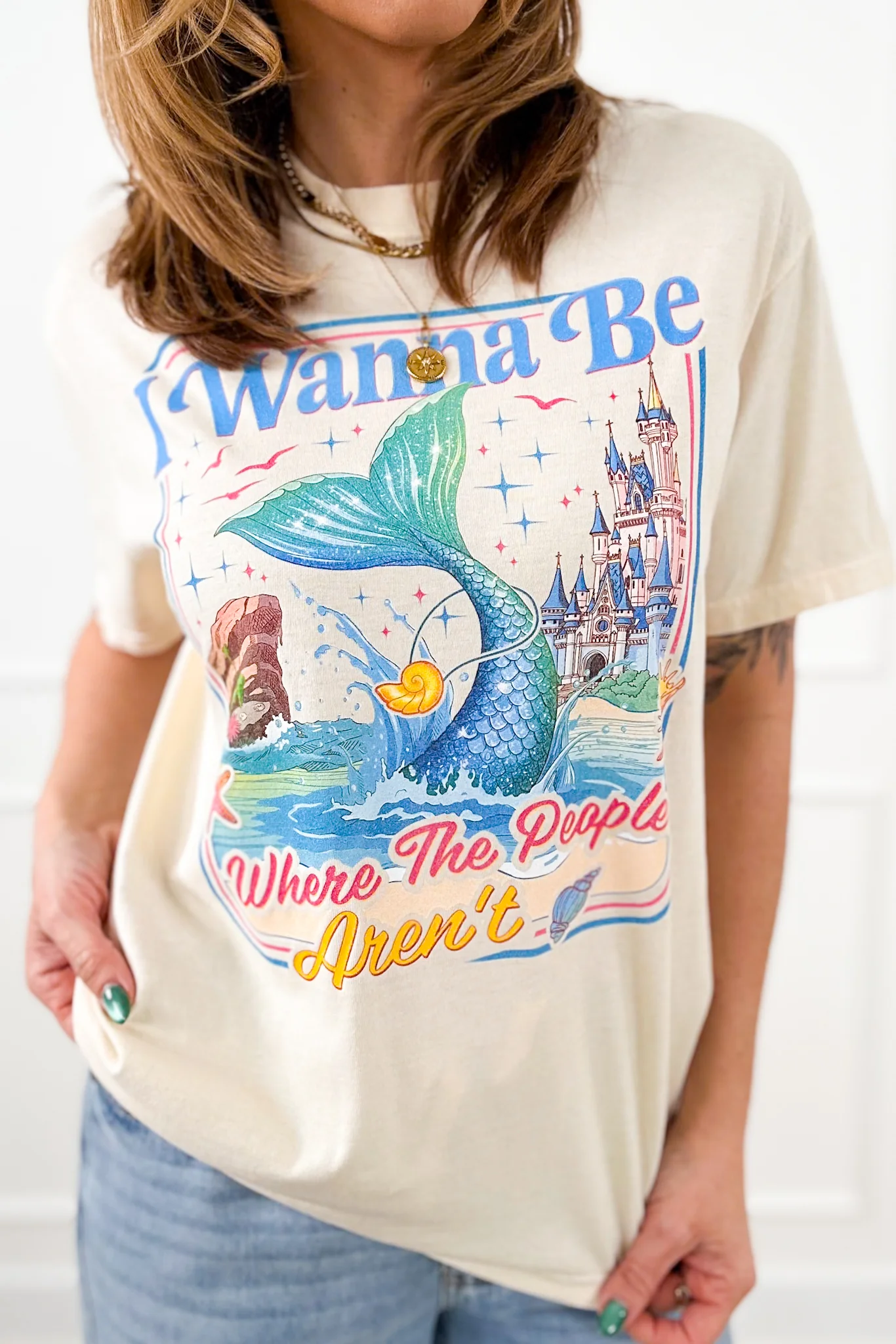 Plus/Reg Short Sleeve Ivory "I Wanna Be Where the People Aren't" Graphic Tee - Image 2