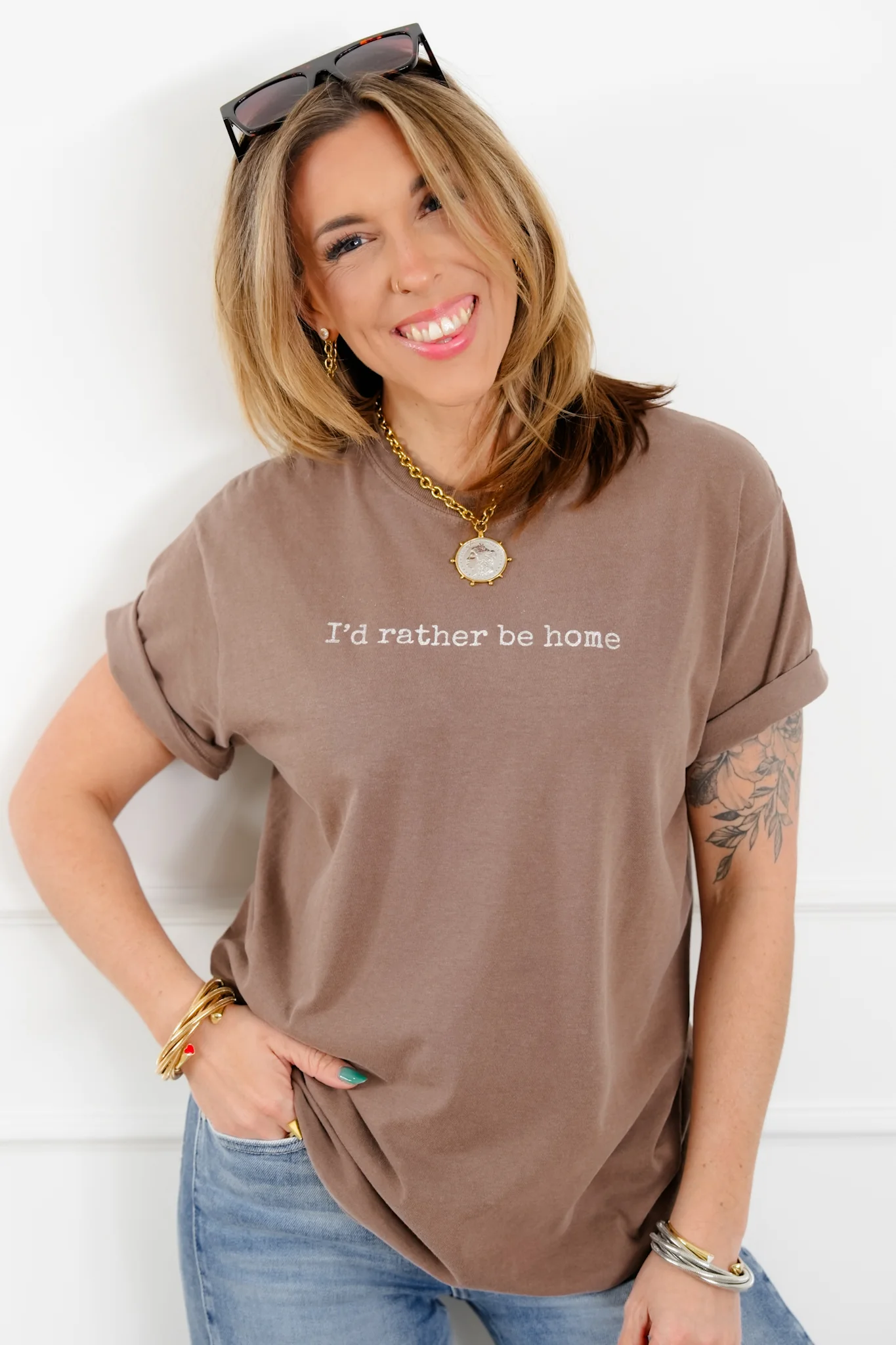 Plus/Reg Short Sleeve "I'd Rather Be Home" Graphic Tee - Image 2