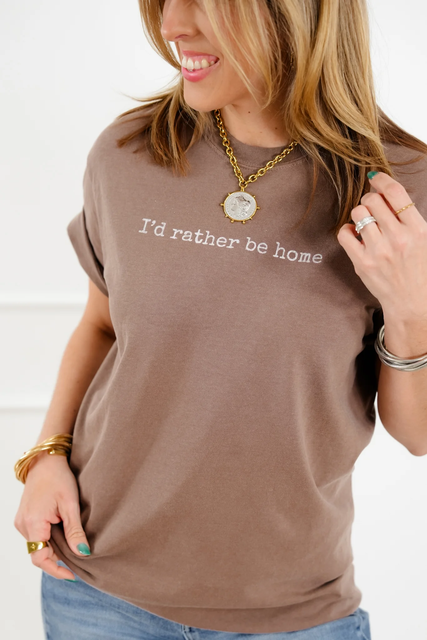 Plus/Reg Short Sleeve "I'd Rather Be Home" Graphic Tee - Image 4