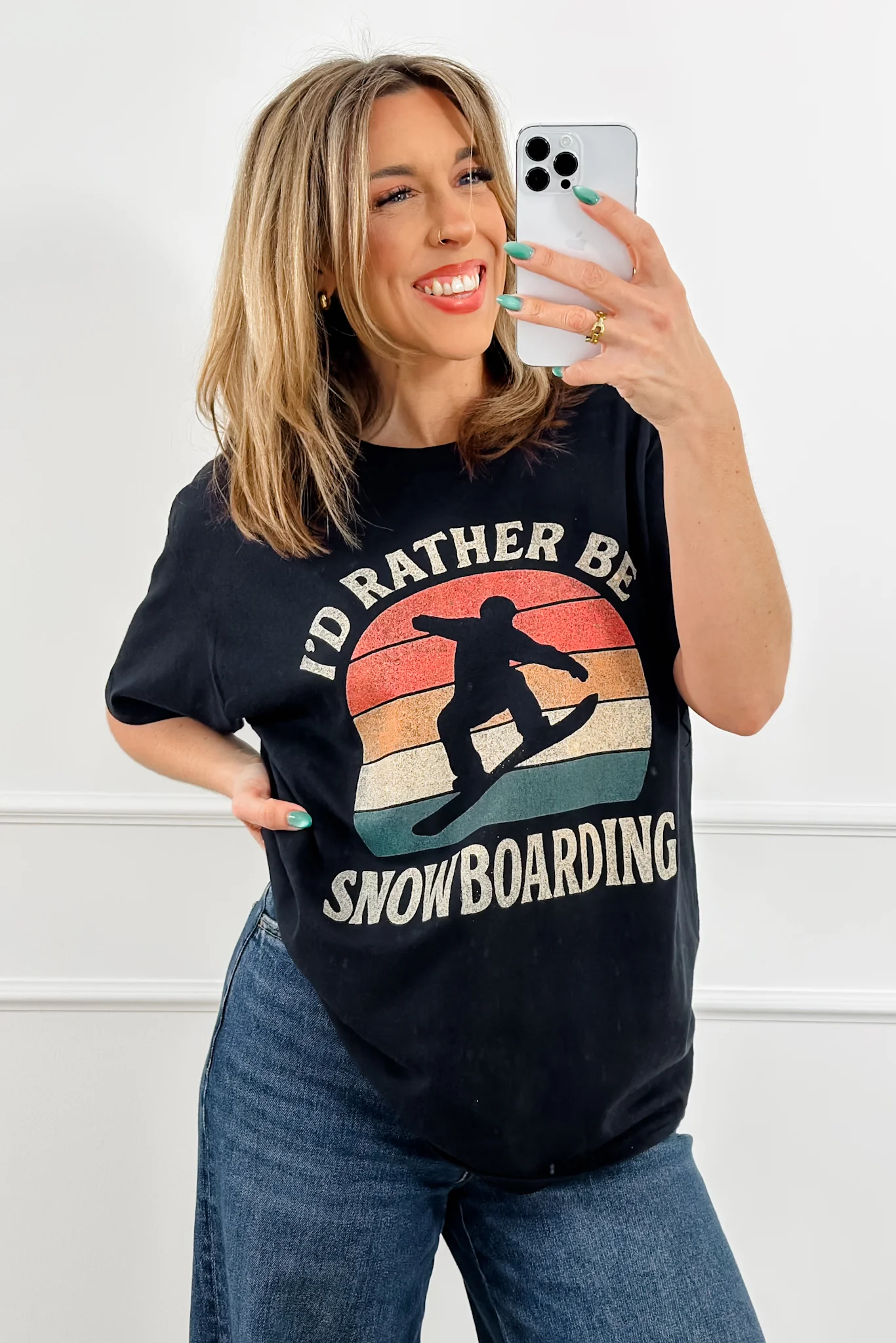 Plus/Reg Short Sleeve "I'd Rather Be Snowboarding" Graphic Tee - Image 2