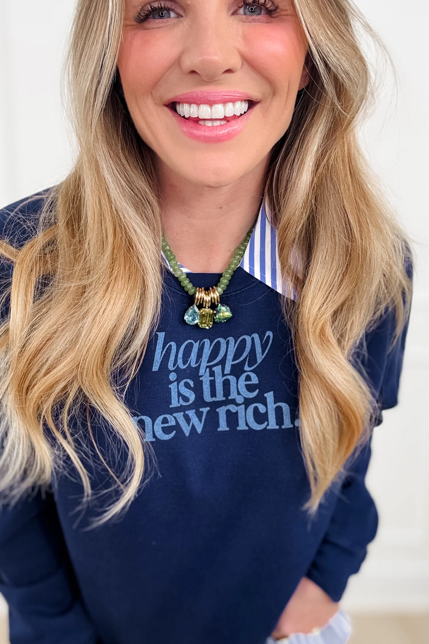 Plus/Reg "Happy is the New Rich" Pullover - Image 3