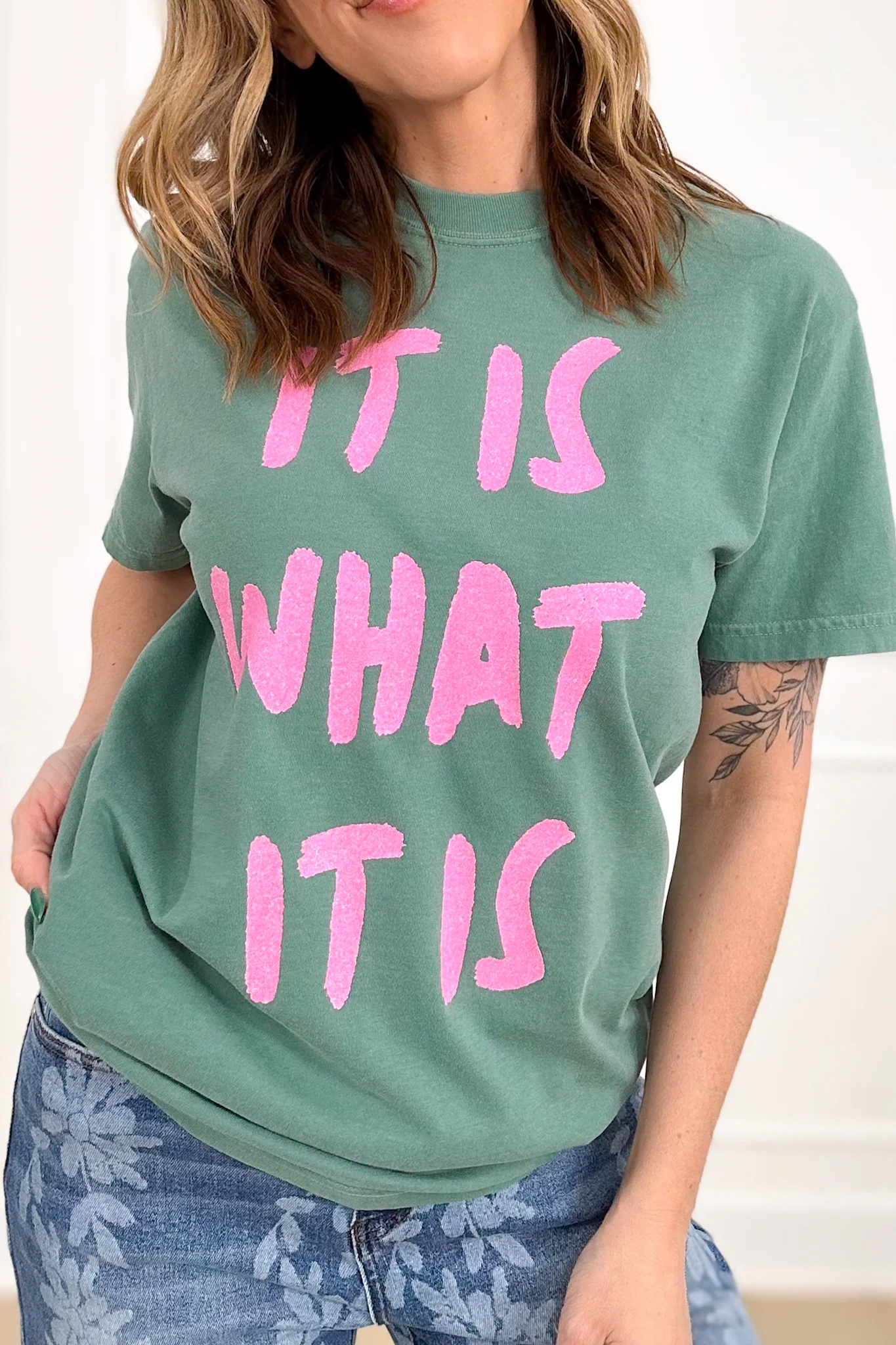Plus/Reg Short Sleeve "It Is What It Is" Graphic Tee - Image 3