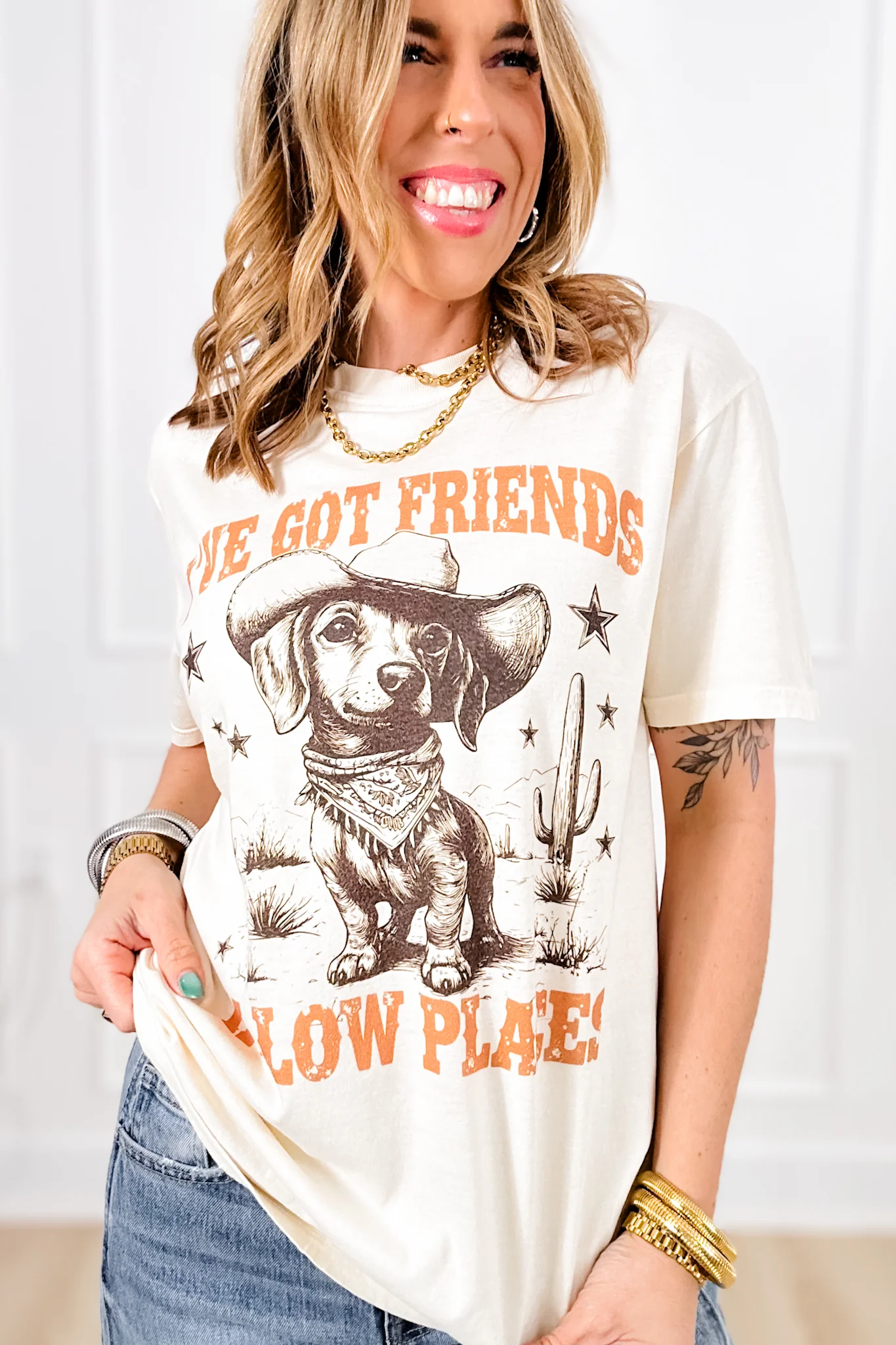 Plus/Reg Short Sleeve "I've Got Friends In Low Places" Graphic Tee - Image 3