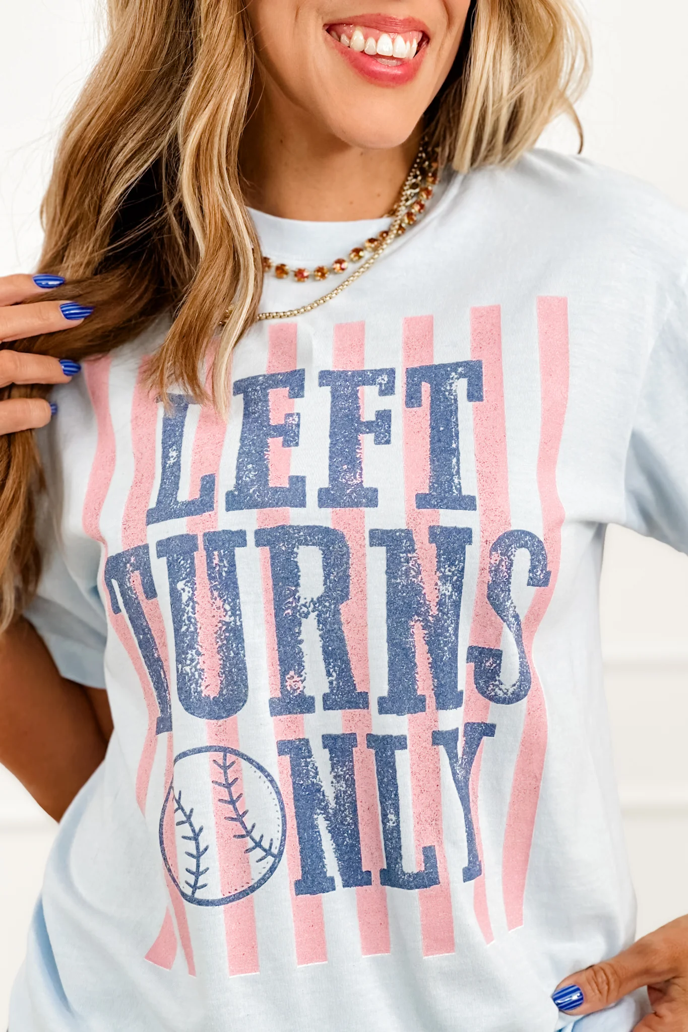 Plus/Reg Short Sleeve "Left Turns Only" Baseball Graphic Tee