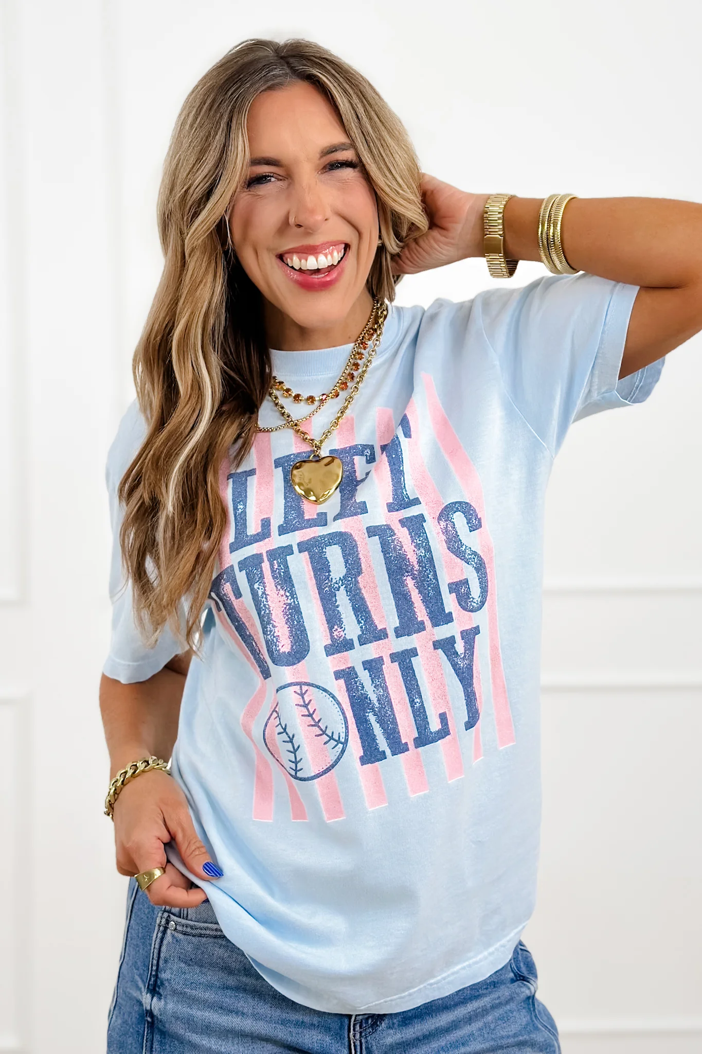 Plus/Reg Short Sleeve "Left Turns Only" Baseball Graphic Tee - Image 2