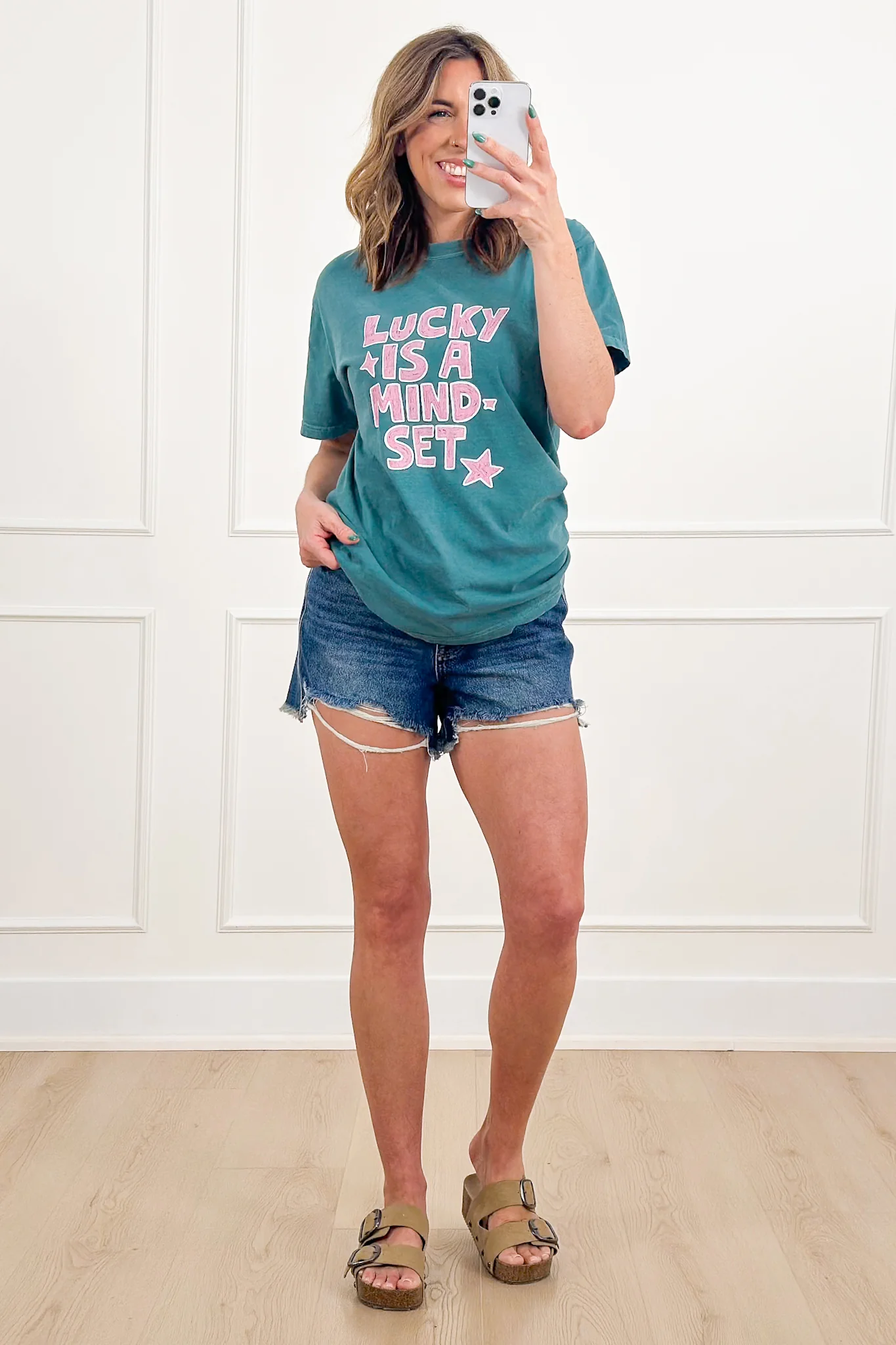 Plus/Reg Short Sleeve "Lucky Is a Mind Set" Graphic Tee - Image 3