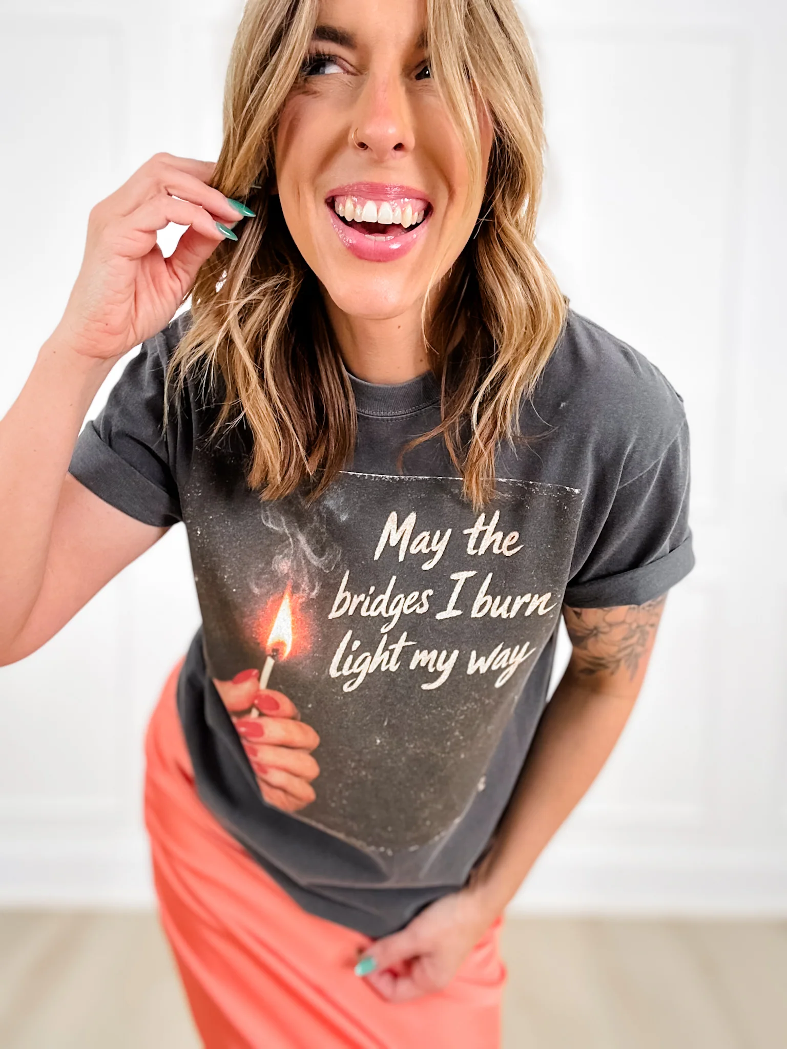 Plus/Reg Short Sleeve "May the Bridges I Burn Light My Way" Graphic Tee