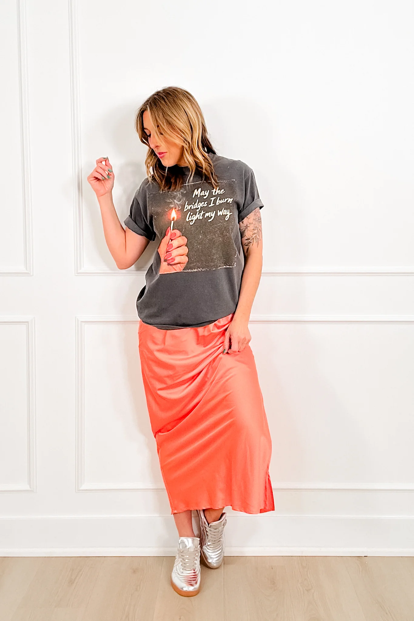 Plus/Reg Short Sleeve "May the Bridges I Burn Light My Way" Graphic Tee - Image 2