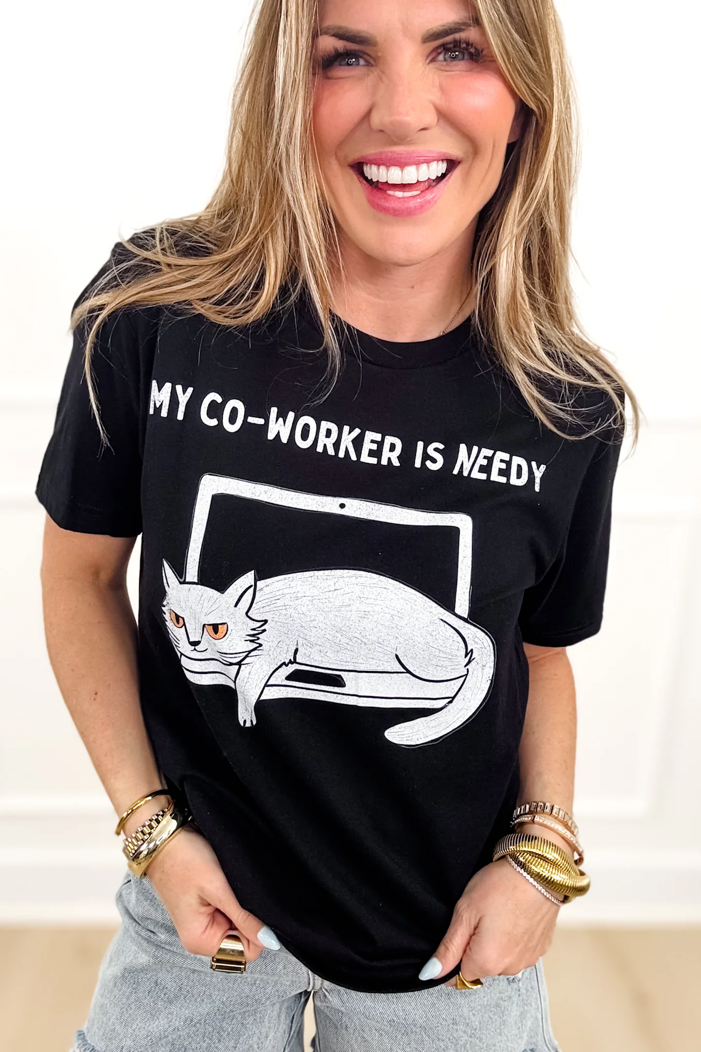 Plus/Reg Short Sleeve "My Co Worker Is Needy" Graphic Tee - Image 2