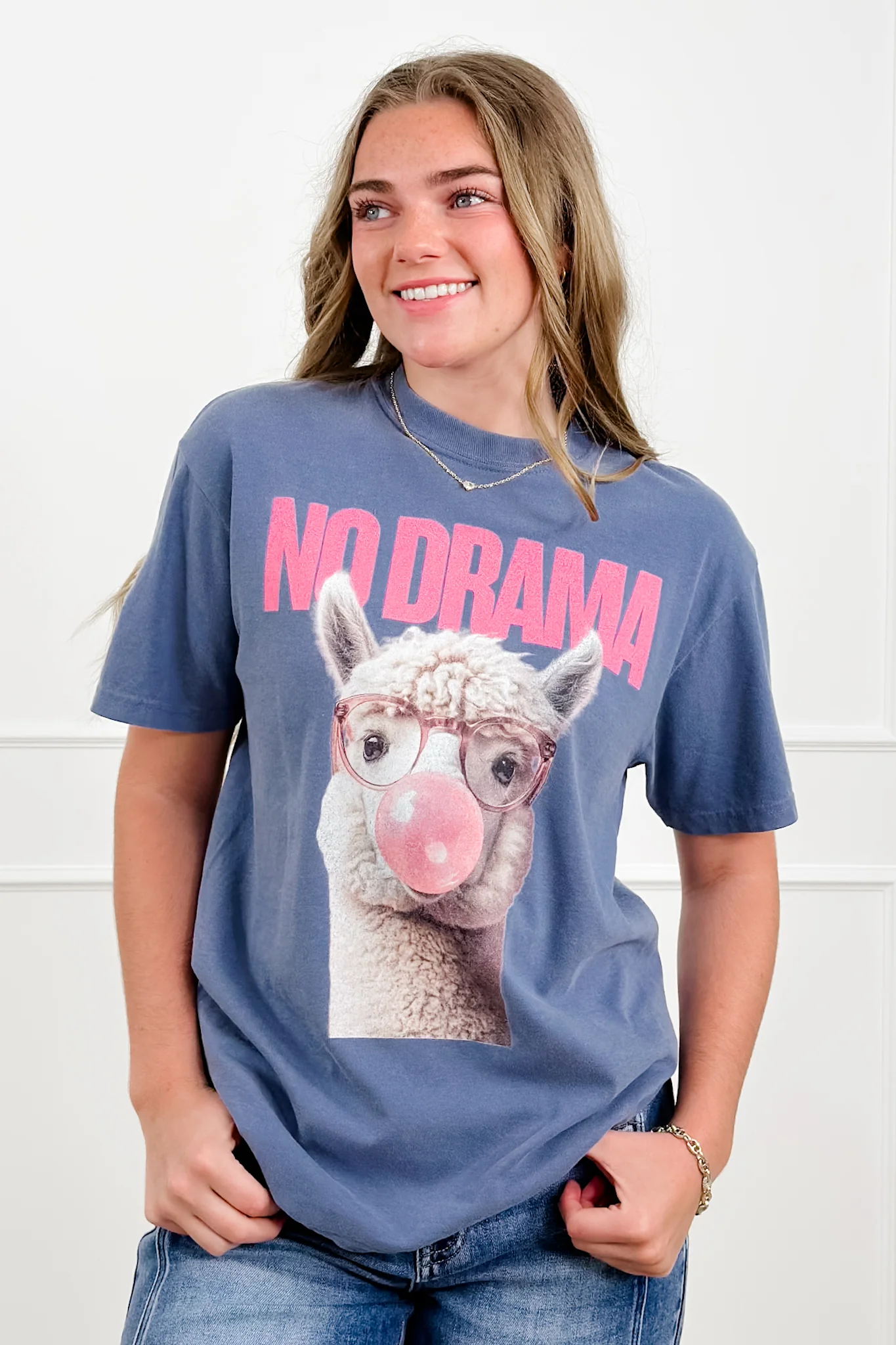 Plus/Reg Short Sleeve "No Drama" Llama Graphic Tee - Image 2