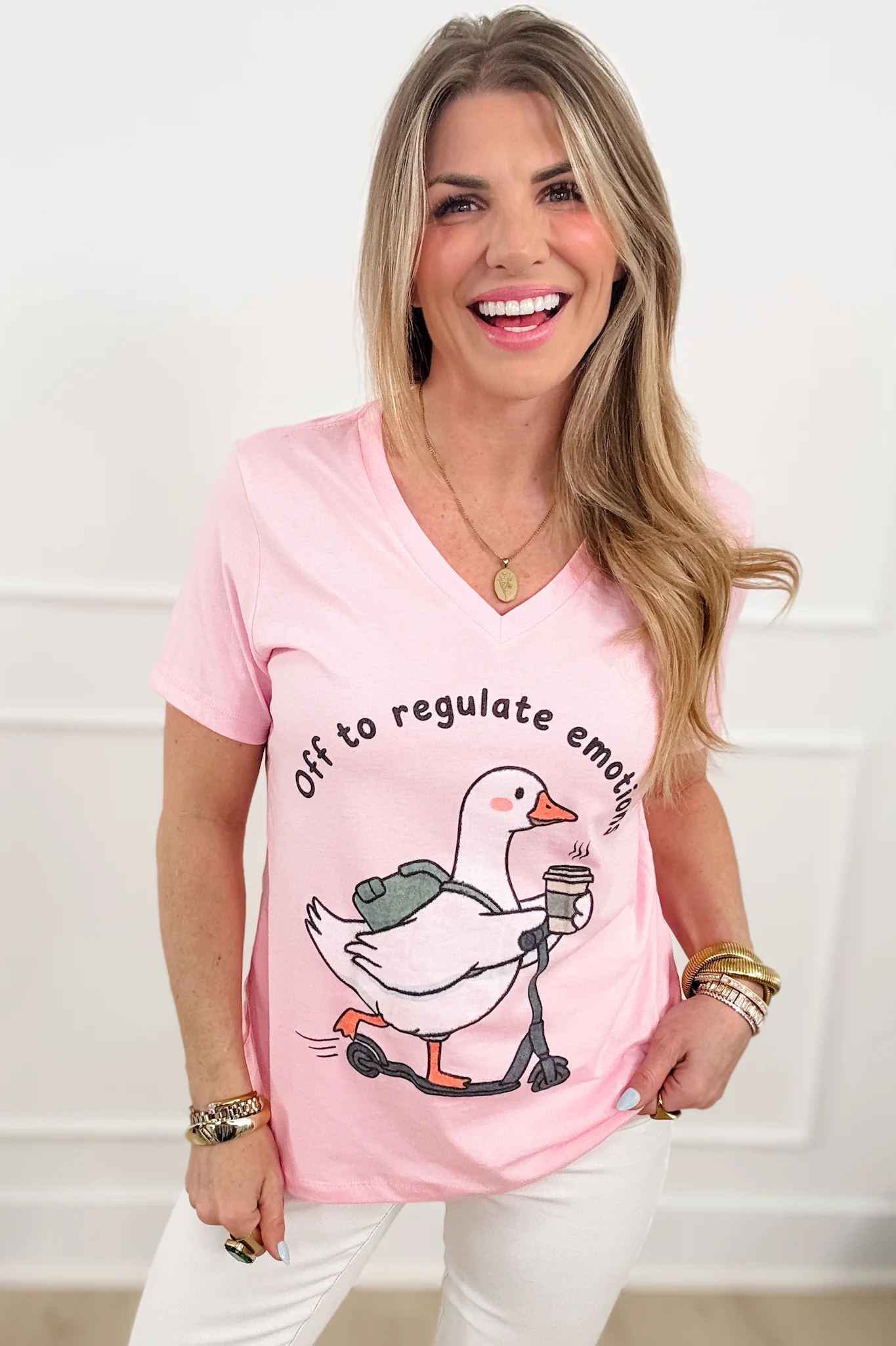Plus/Reg V Neck Short Sleeve "Off To Regulate Emotions" Graphic Tee - Image 2