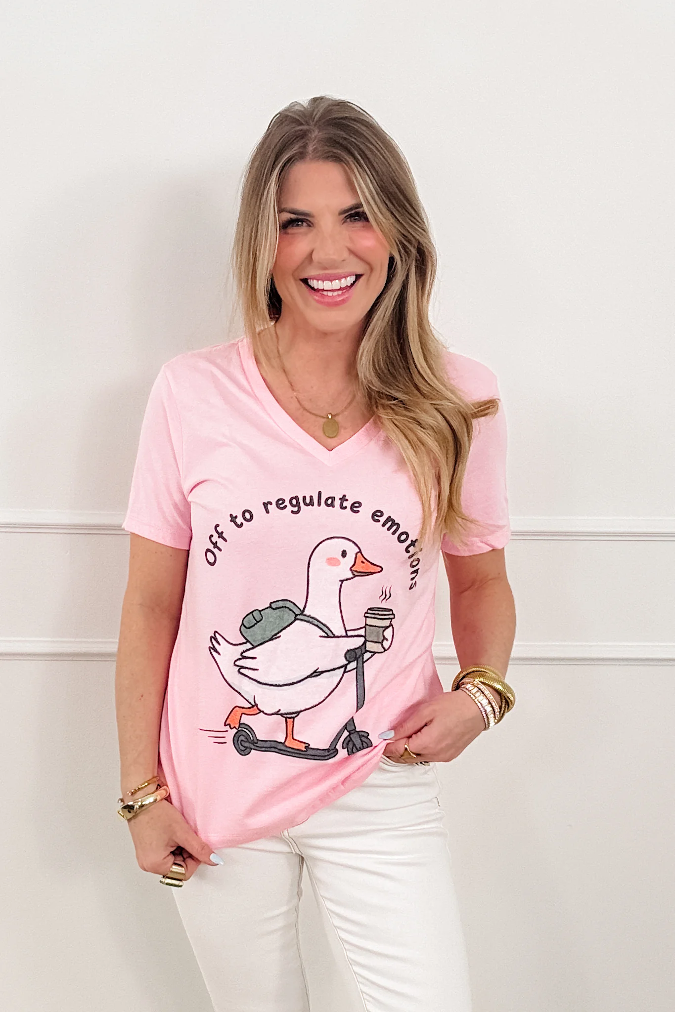 Plus/Reg V Neck Short Sleeve "Off To Regulate Emotions" Graphic Tee - Image 3