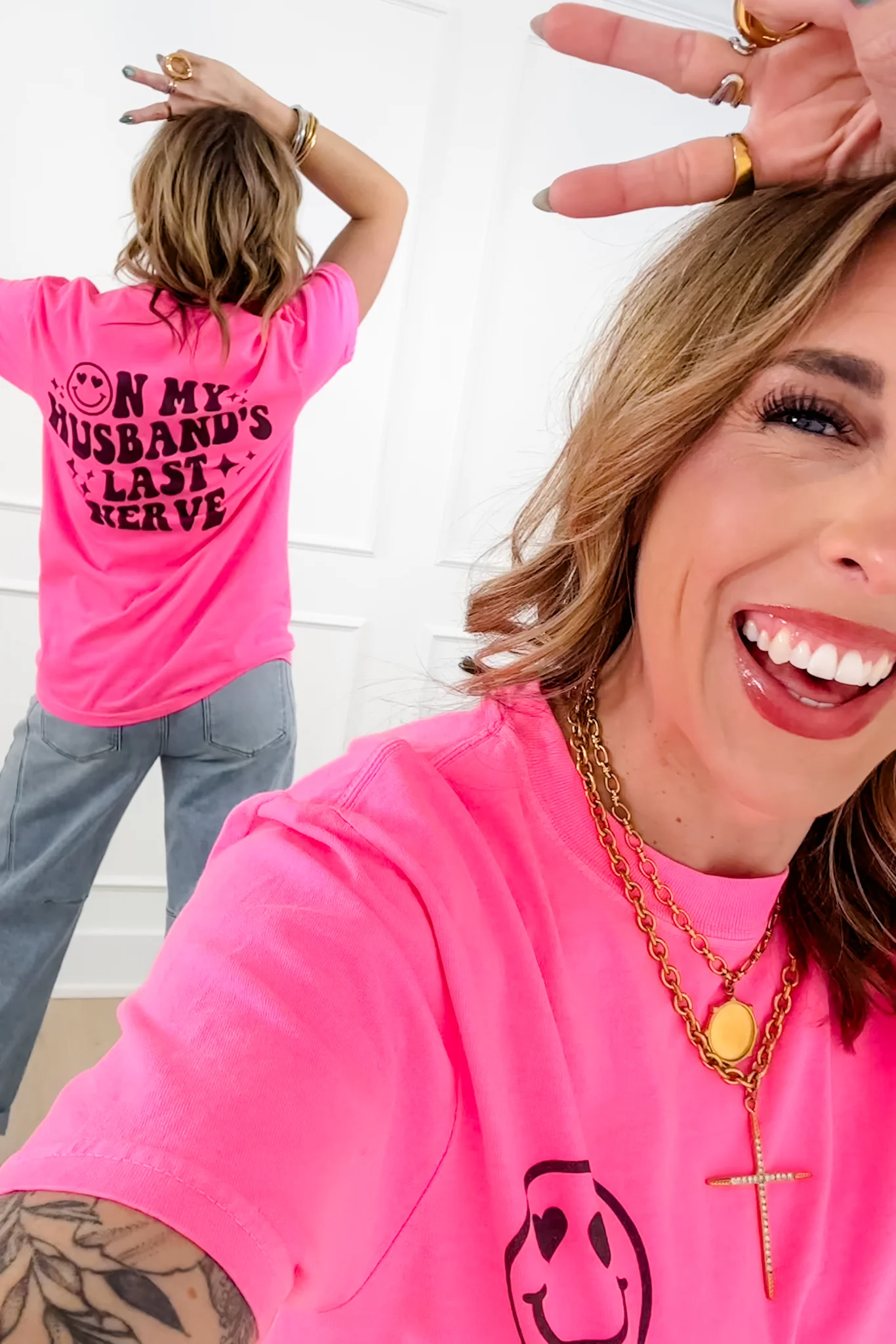 Plus/Reg Short Sleeve "On My Husband's Last Nerve" Graphic Tee - Image 2