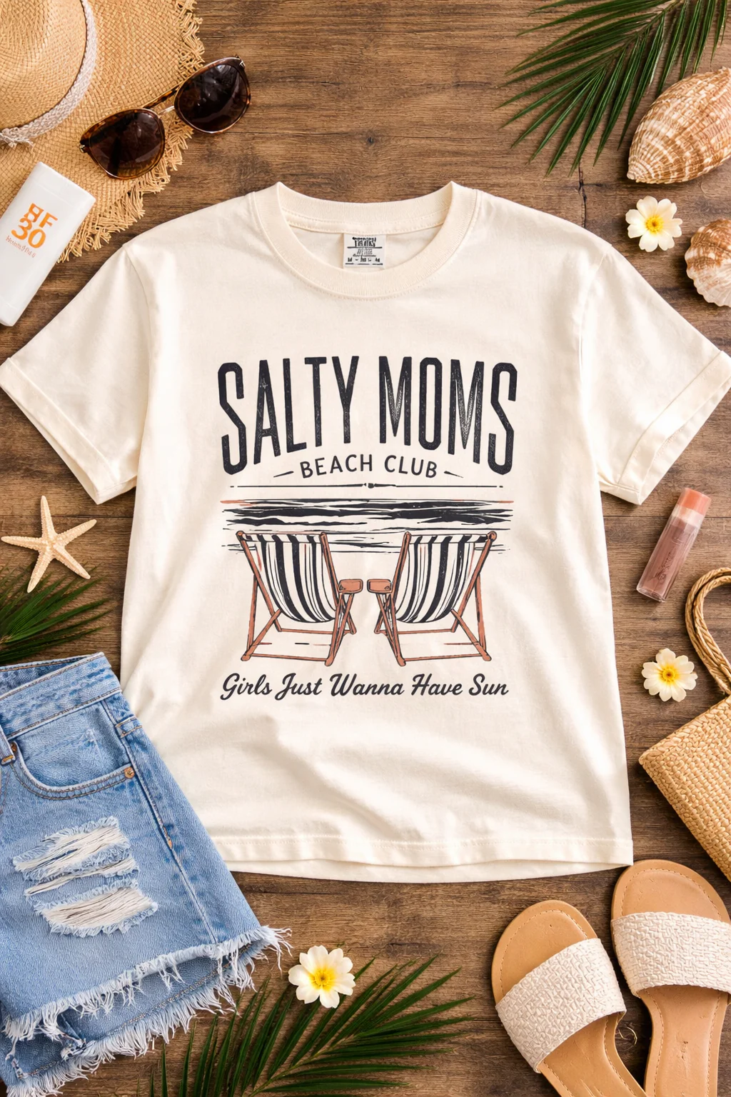 Plus/Reg Short Sleeve "Salty Moms Beach Club" Graphic Tee - Image 2