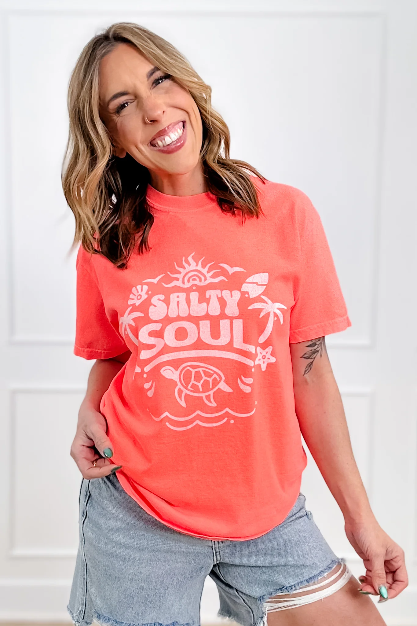 Plus/Reg Short Sleeve "Salty Soul" Graphic Tee - Image 3