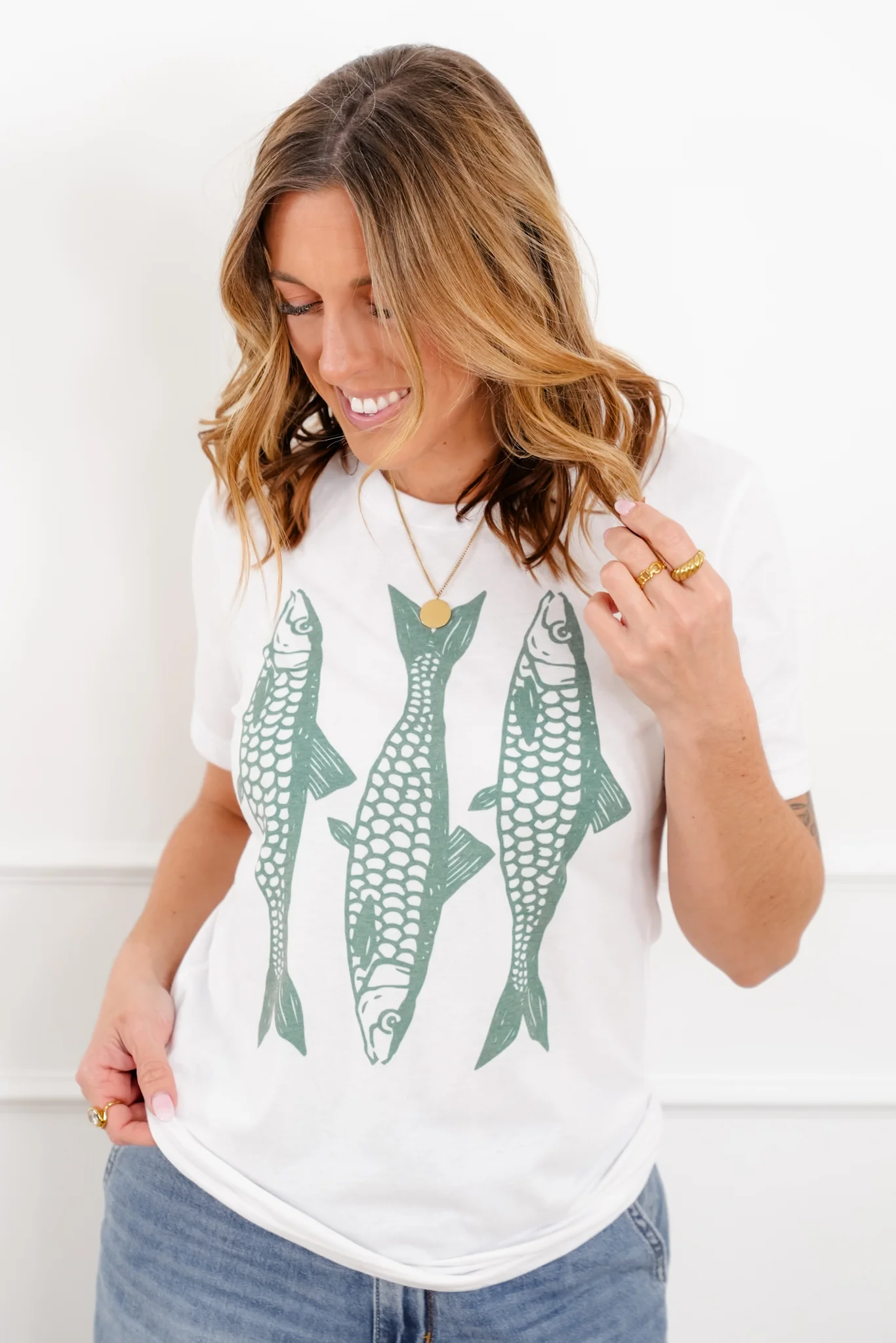 Plus/Reg Short Sleeve Sardines Graphic Top - Image 2