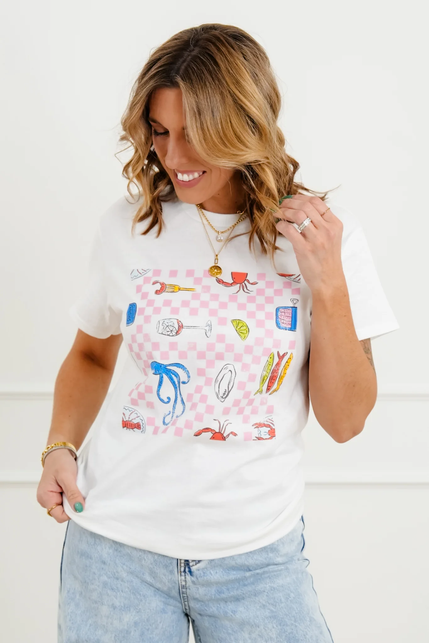 Plus/Reg Short Sleeve Seafood Graphic Tee - Image 2
