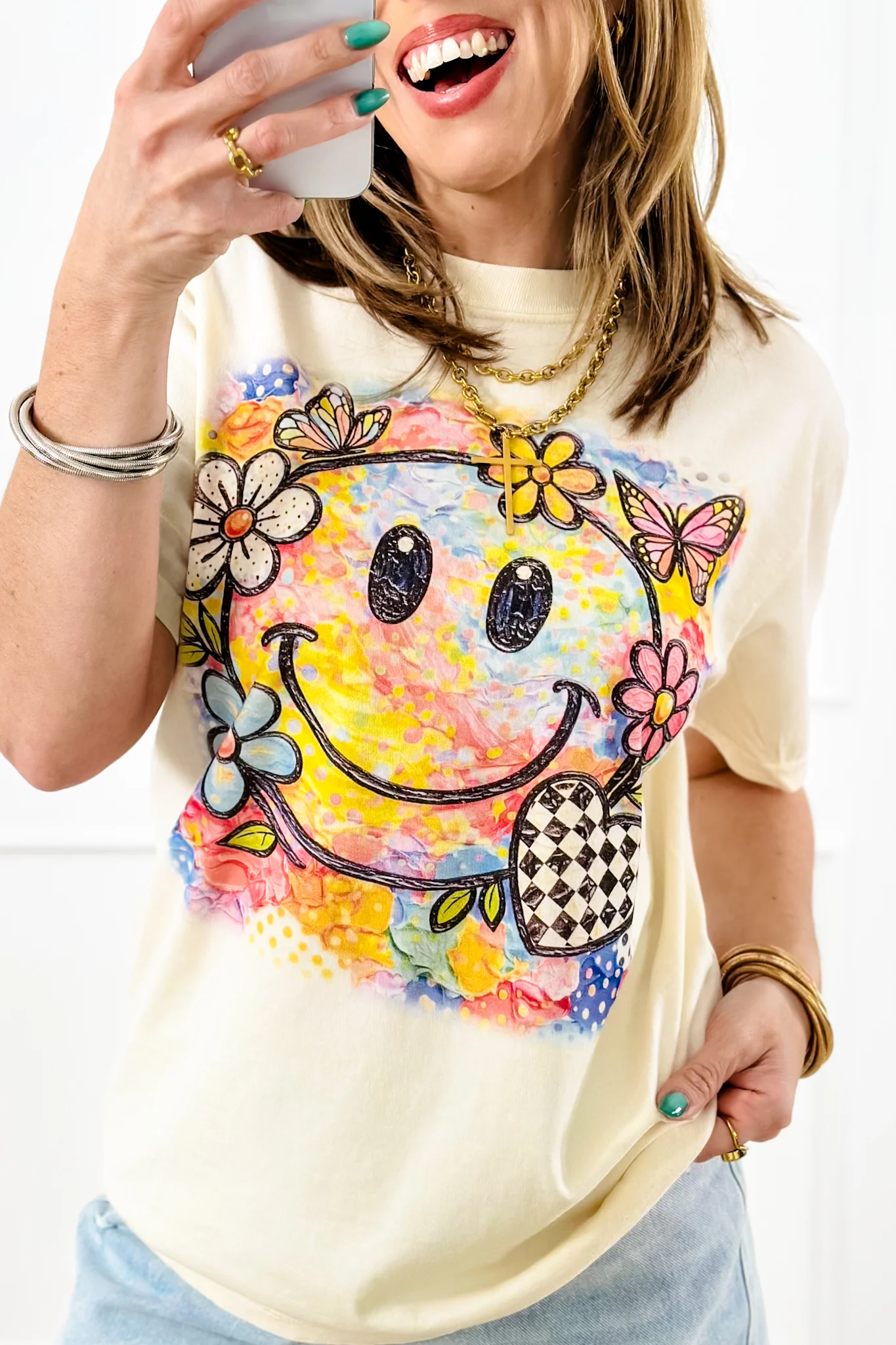 Plus/Reg Short Sleeve "Smilely Face" Graphic Tee - Image 2