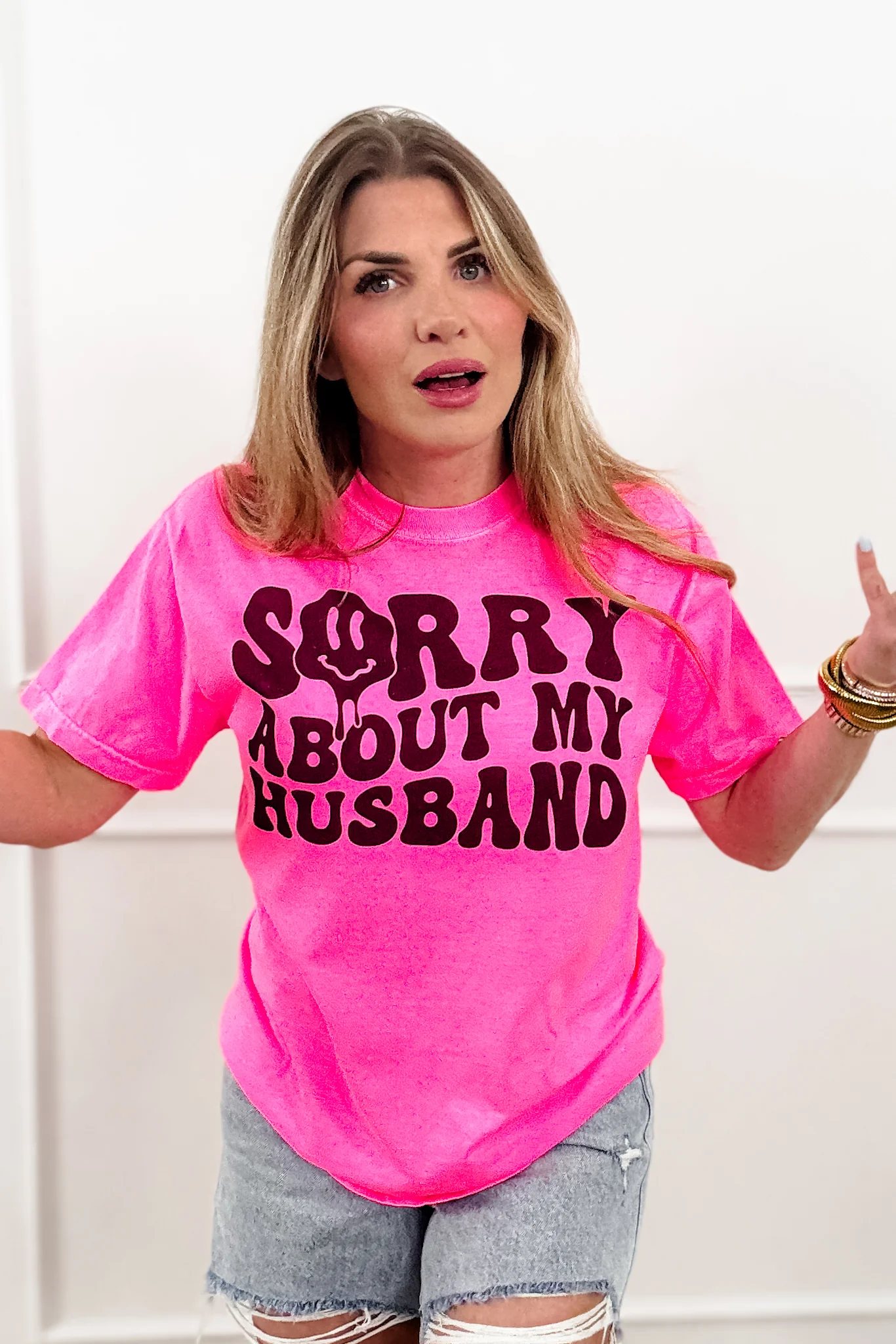 Plus/Reg Short Sleeve "Sorry About My Husband" Graphic Tee - Image 5