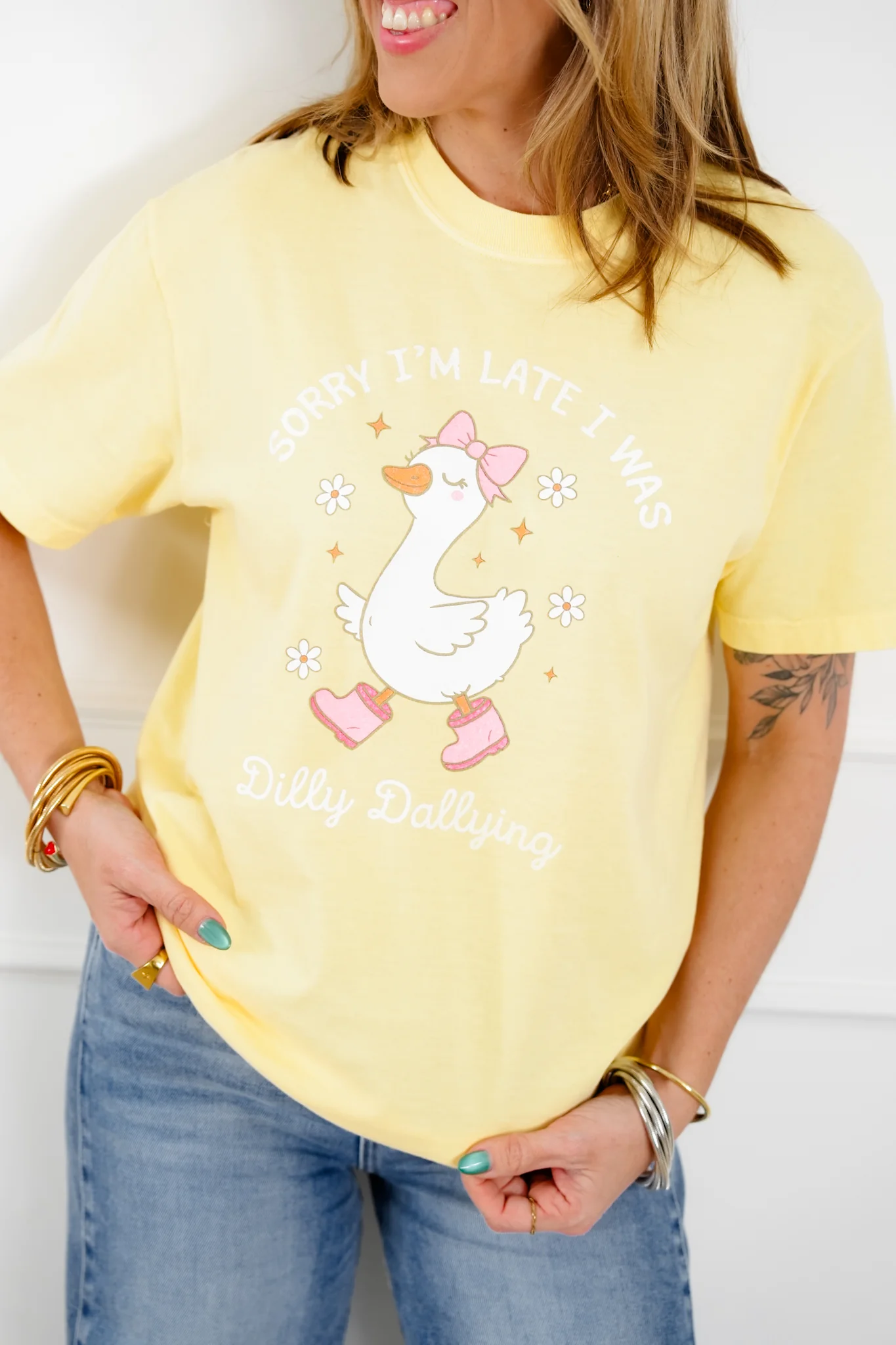 Plus/Reg Short Sleeve "Sorry I'm Late" Graphic Tee - Image 3