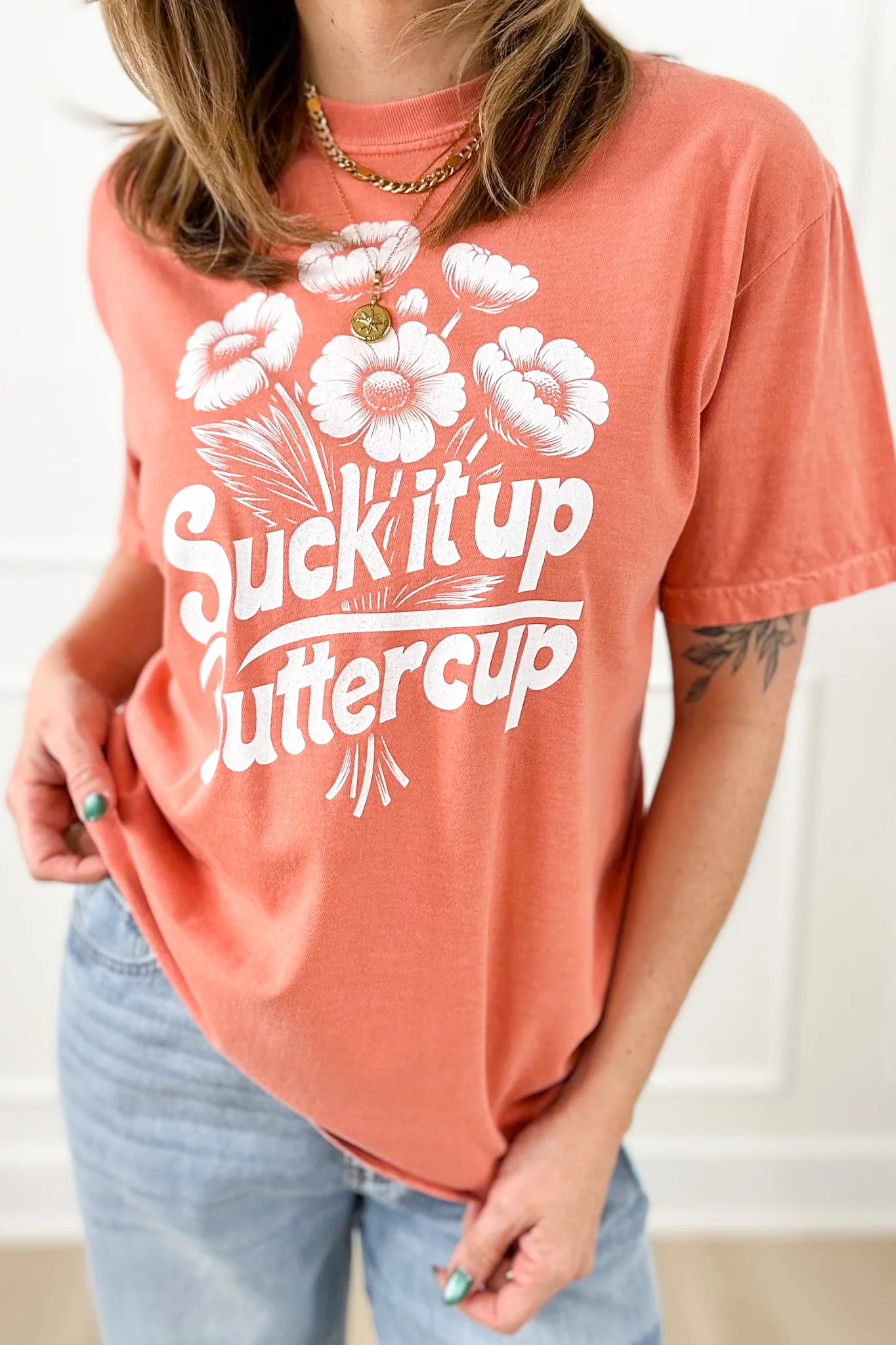Plus/Reg Short Sleeve "Suck It Up Buttercup" Graphic Tee - Image 3