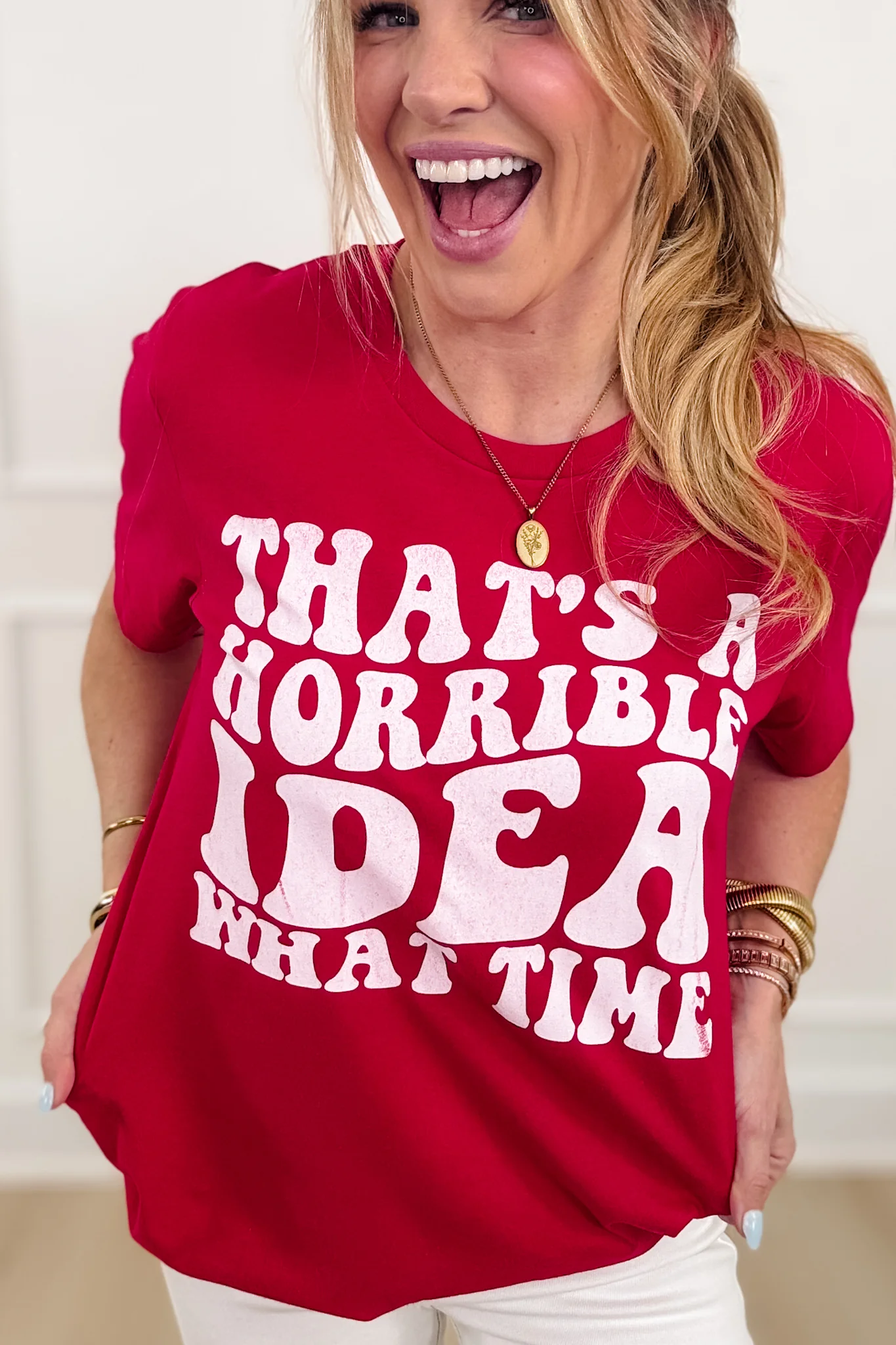 Plus/Reg Short Sleeve "That's a Horrible Idea What Time" Graphic Tee - Image 2