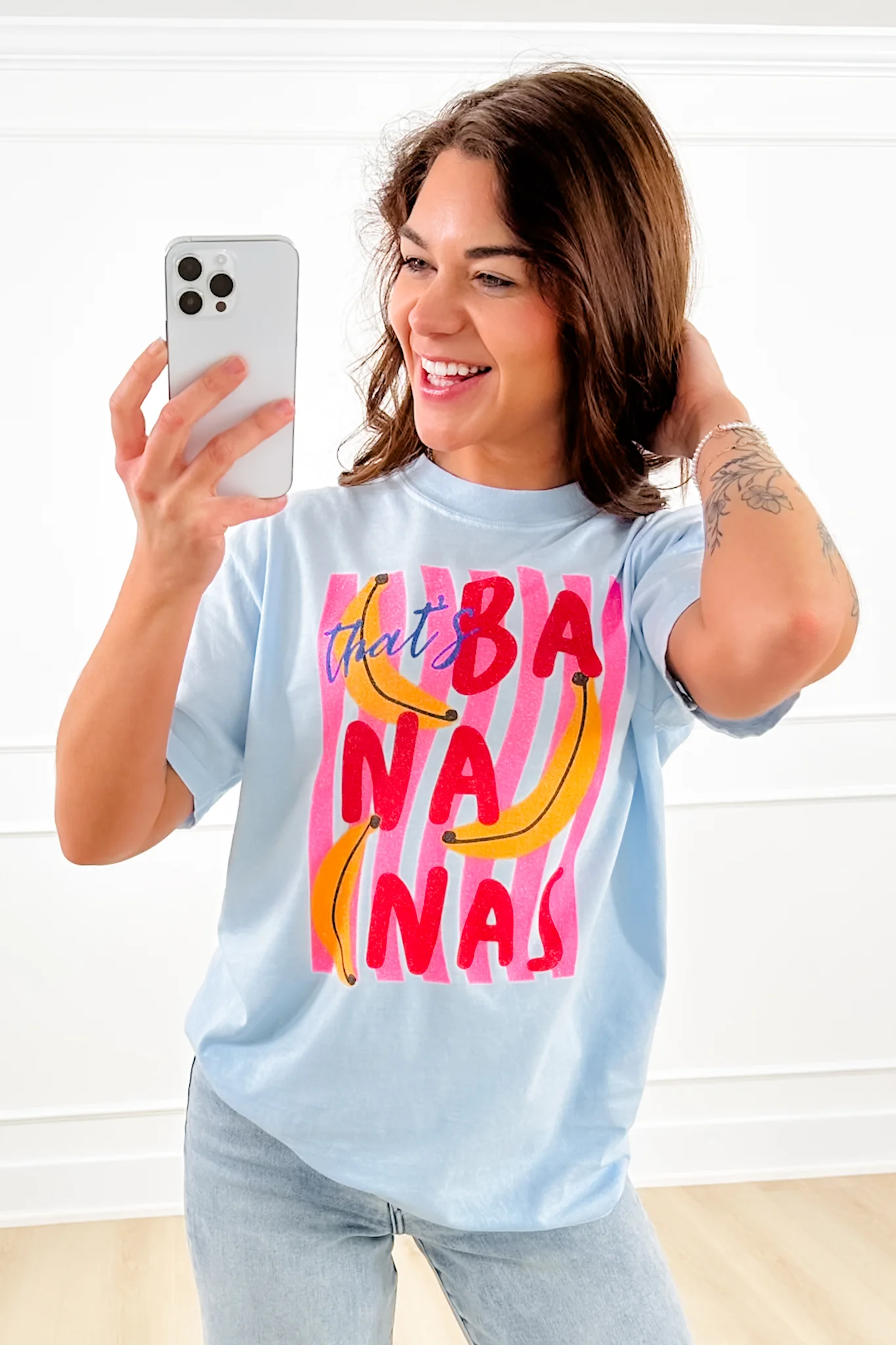Plus/Reg Short Sleeve "That's Bananas" Graphic Tee - Image 7