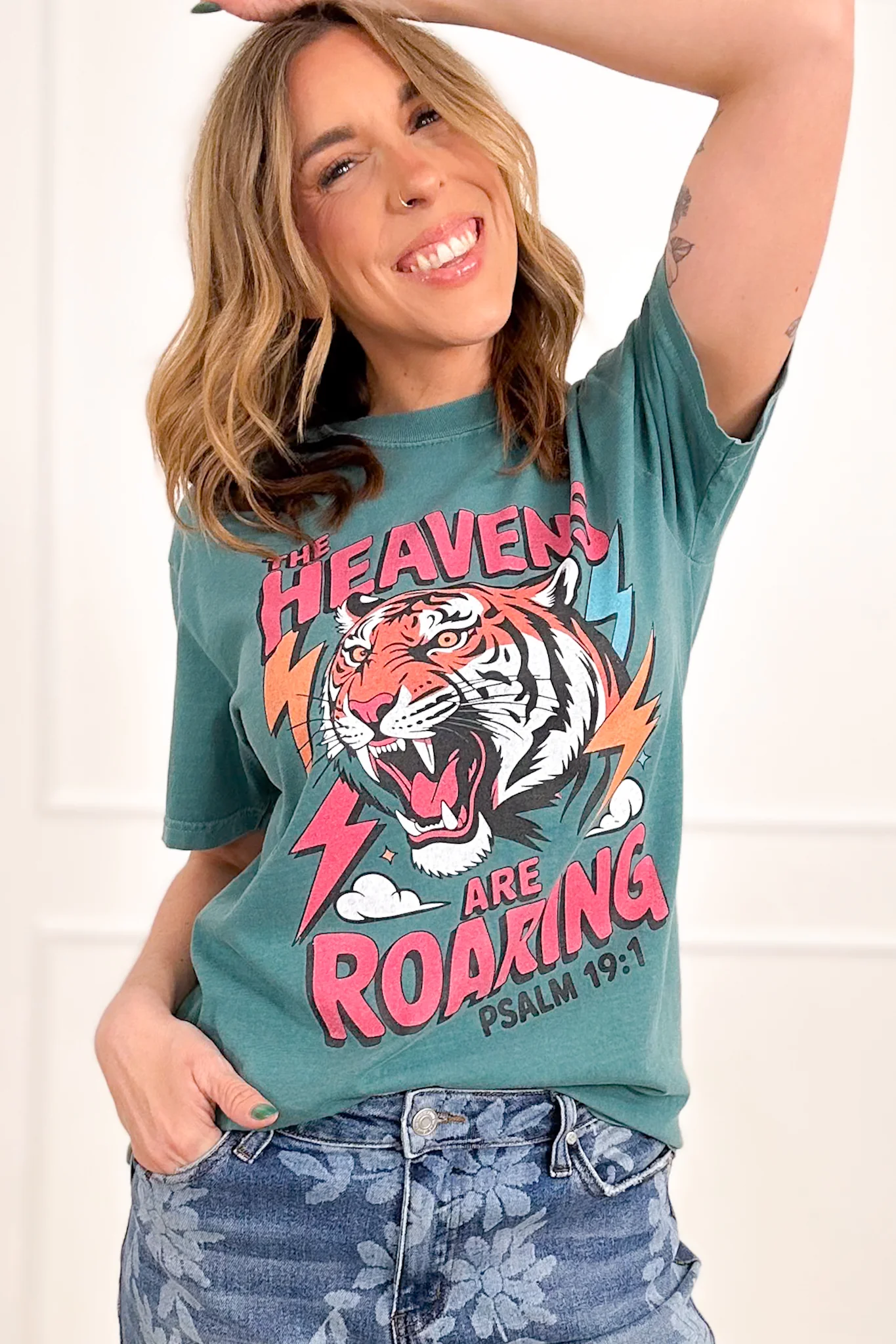 Plus/Reg Short Sleeve "The Heavens Are Roaring" Graphic Tee - Image 3