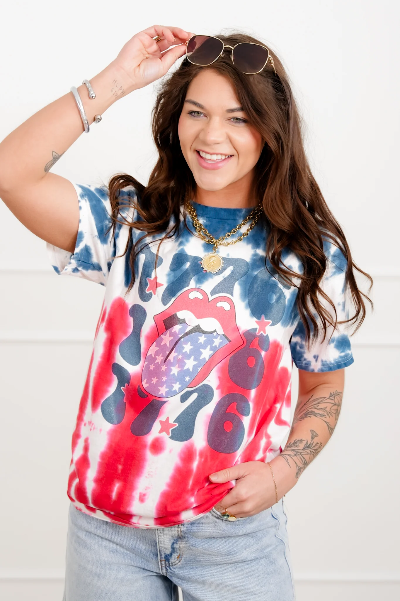 Plus/Reg Short Sleeve Tie Dye "1776" Graphic Tee - Image 2