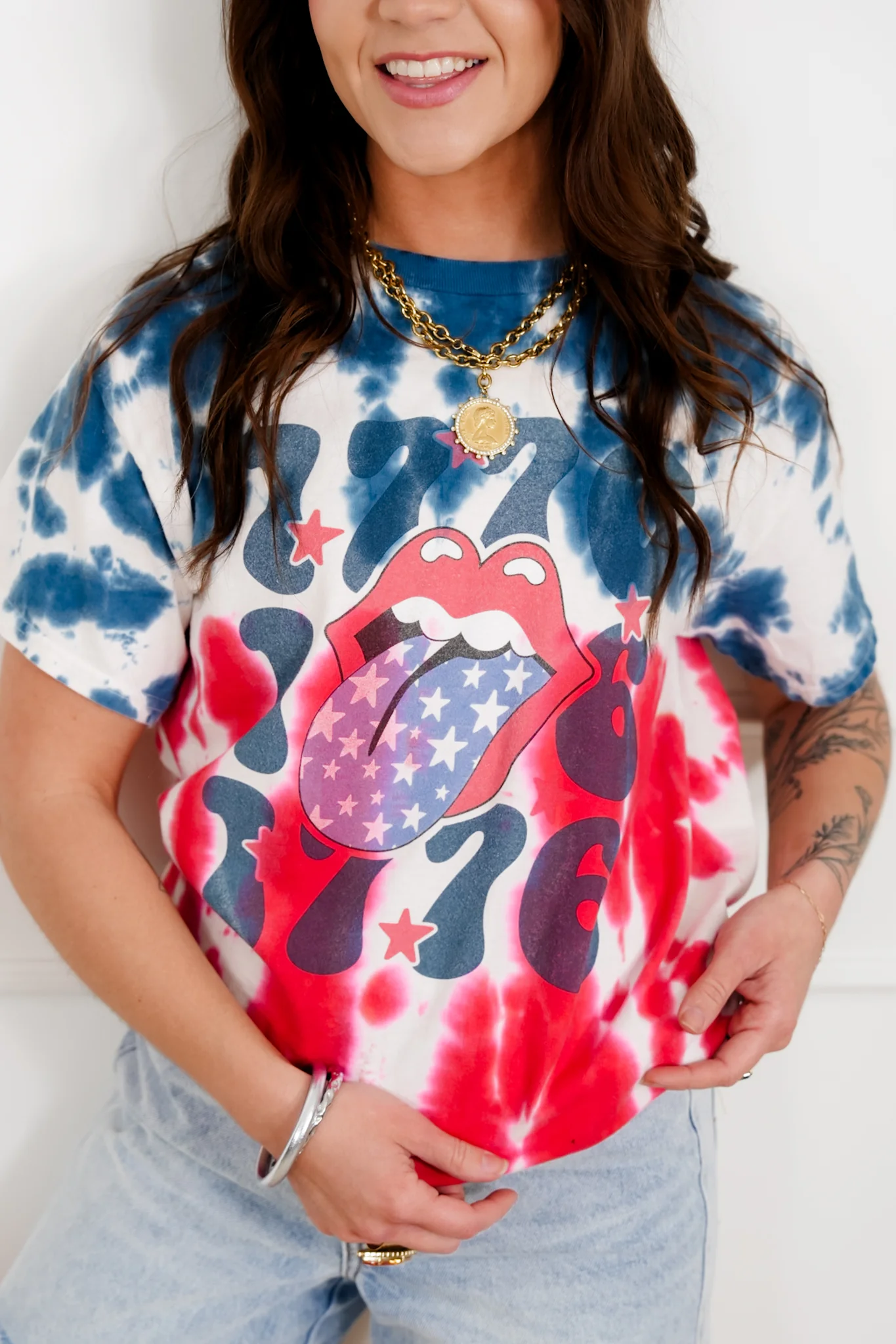 Plus/Reg Short Sleeve Tie Dye "1776" Graphic Tee - Image 5