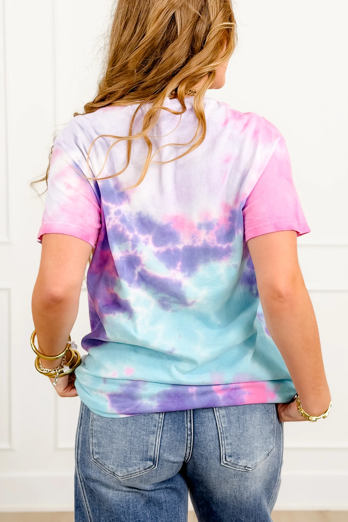 Plus/Reg Short Sleeve Tie Dye "Be Happy" Graphic Tee - Image 6
