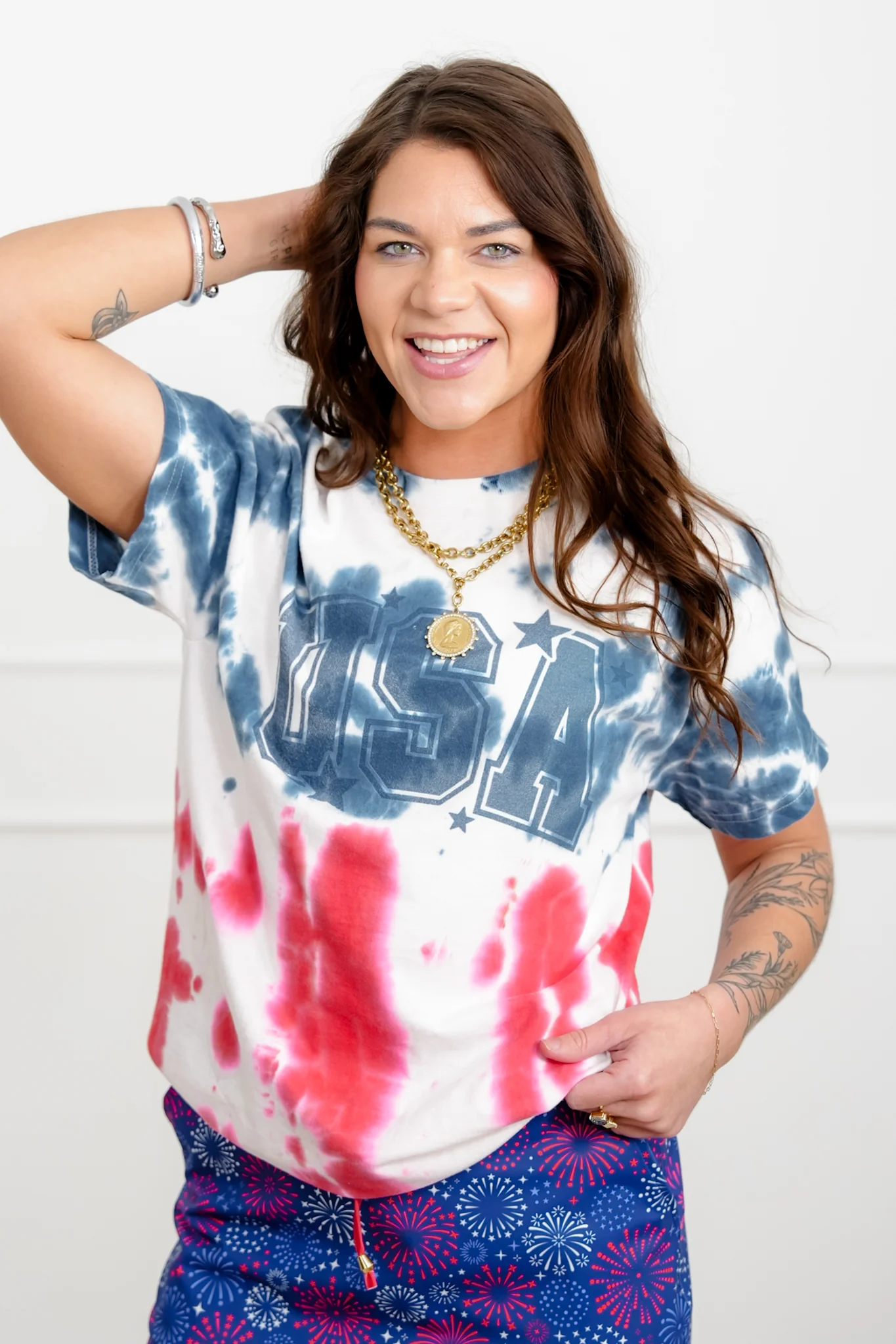Plus/Reg Short Sleeve Tie Dye "USA" Graphic Tee - Image 3
