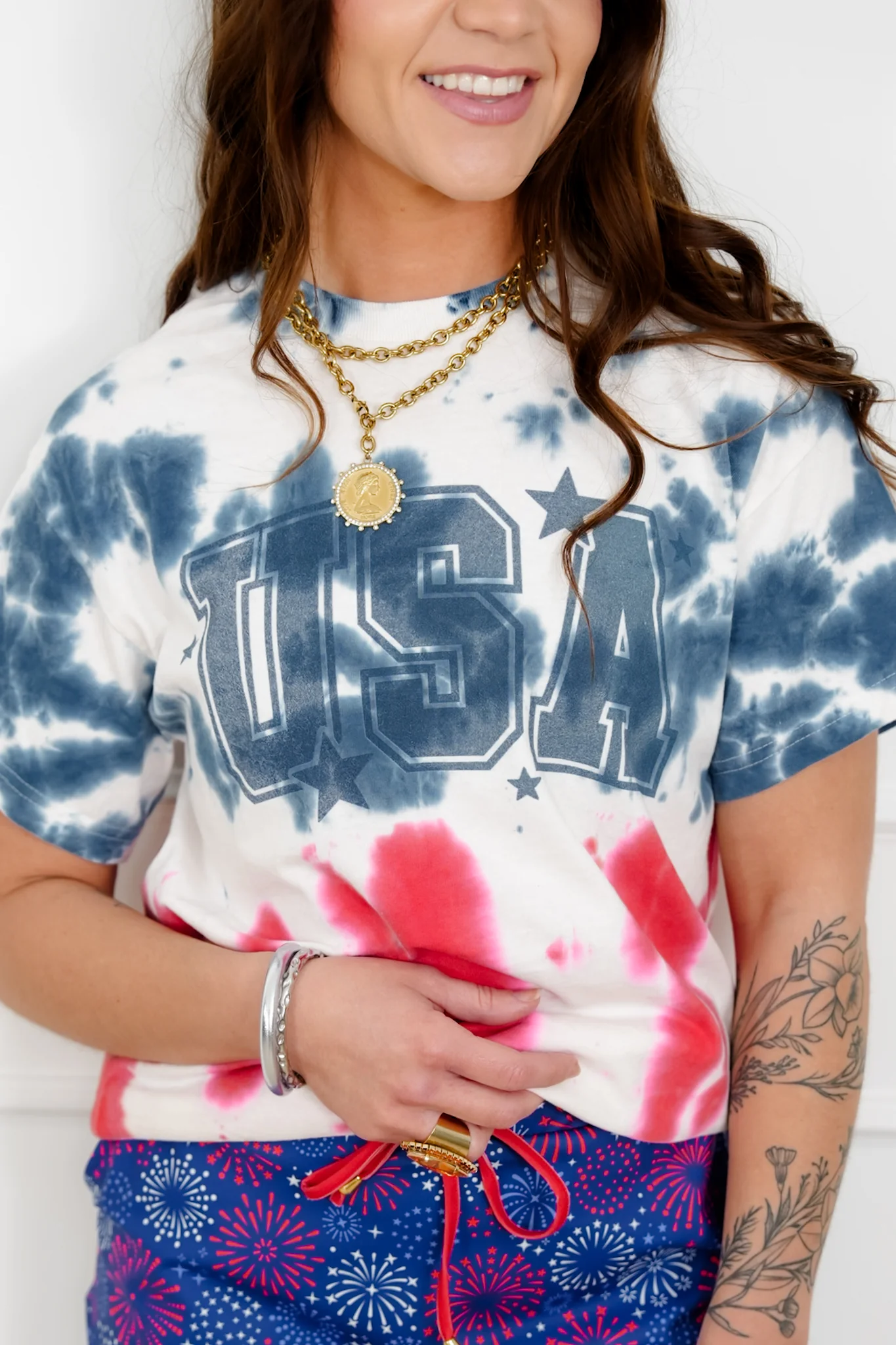 Plus/Reg Short Sleeve Tie Dye "USA" Graphic Tee - Image 4