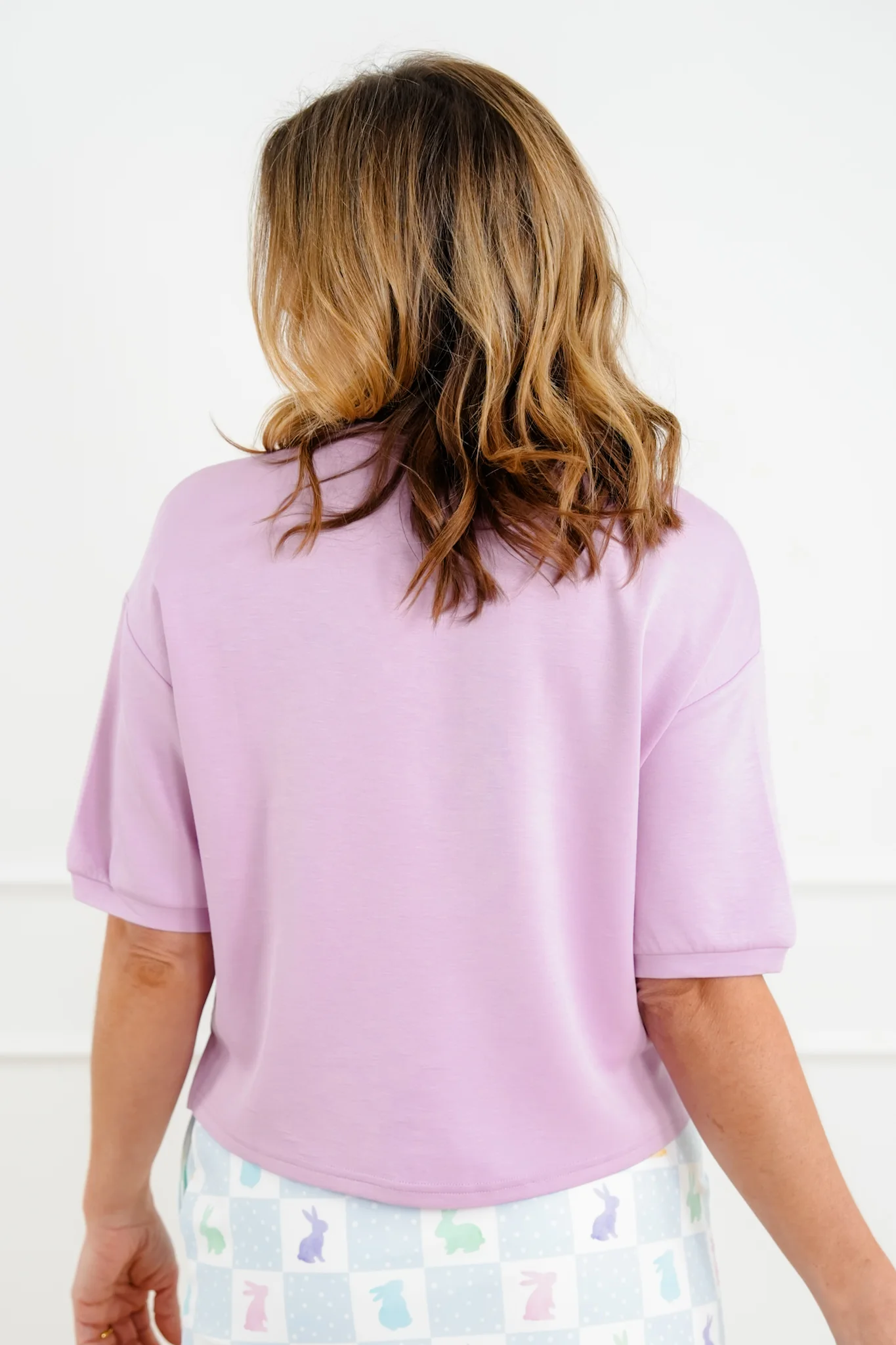 Lavender Short Sleeve Top with Chenille Peeps - Image 5