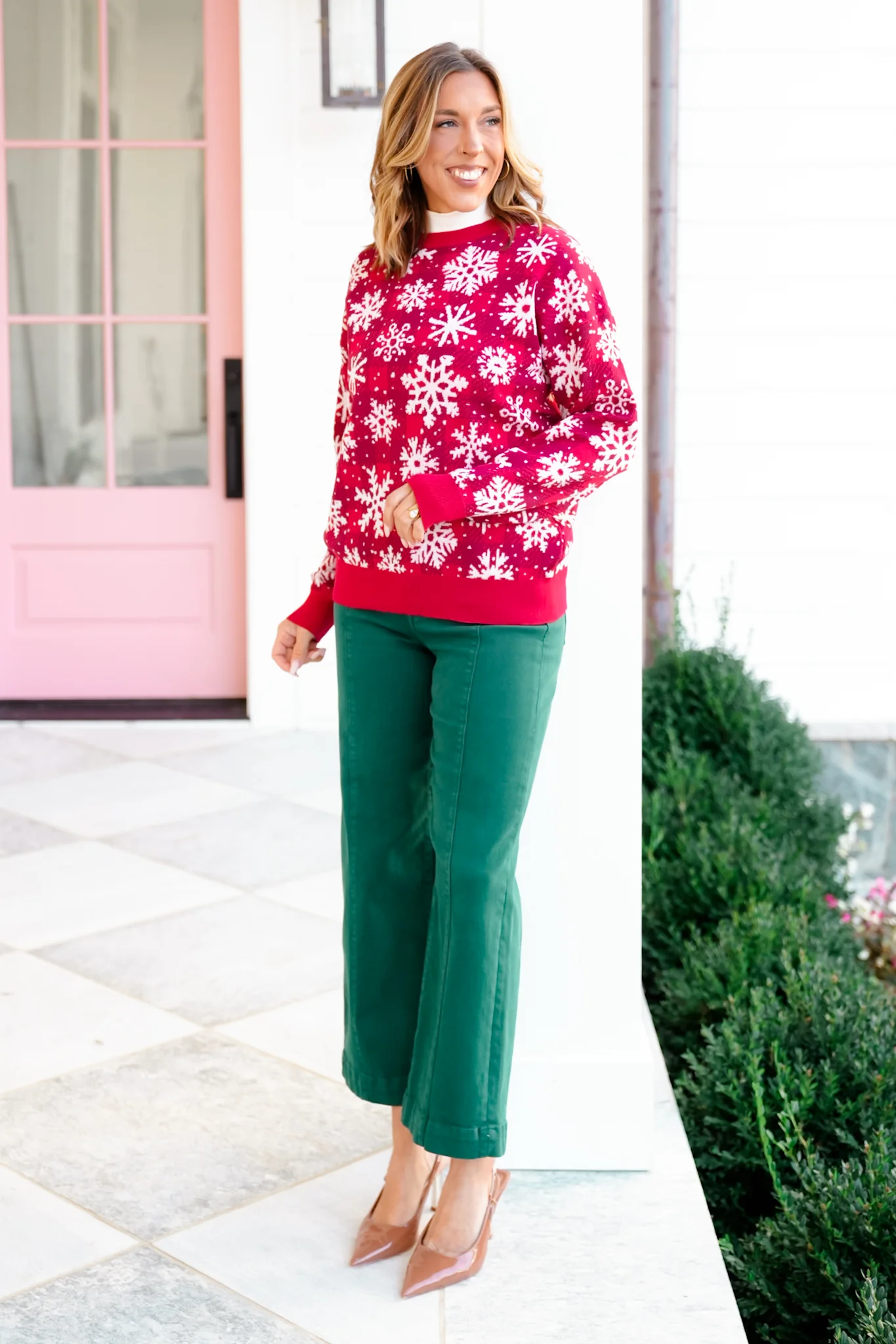 Plus/Reg Snowflake Pattern Long Sleeve Pullover Sweater - Image 2