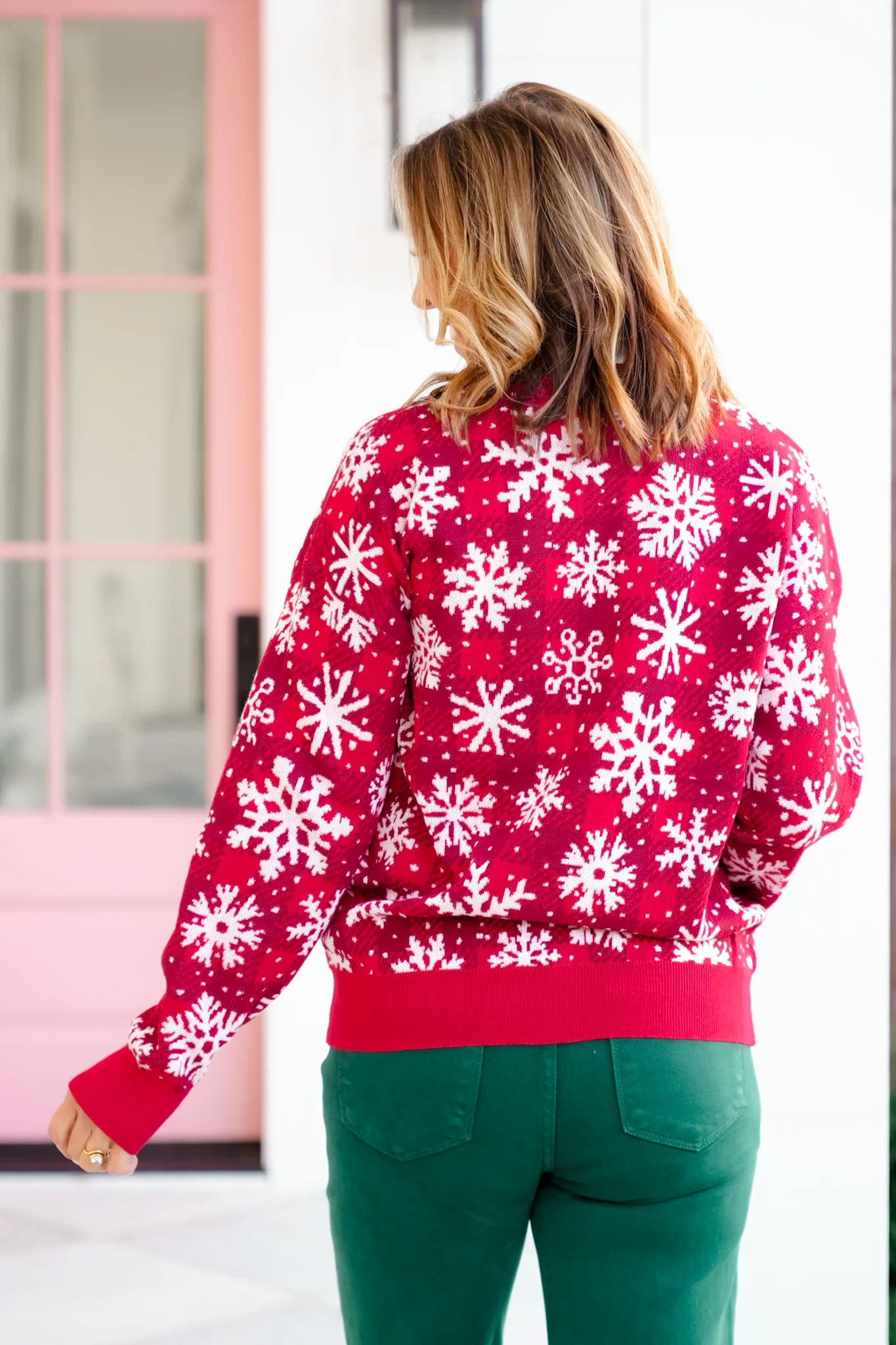 Plus/Reg Snowflake Pattern Long Sleeve Pullover Sweater - Image 5