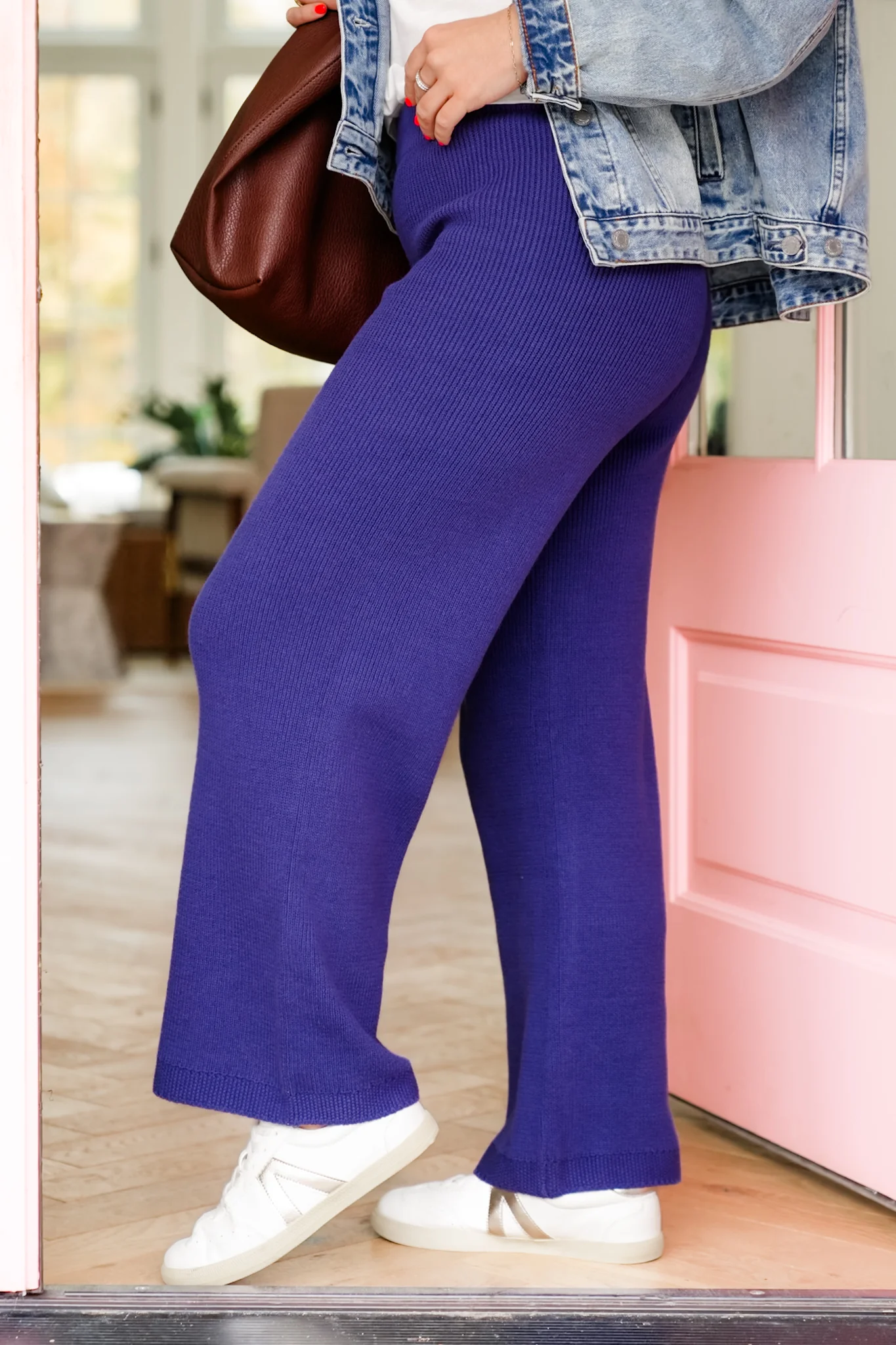 Plus/Reg Solid Knit High Waist Pants - Image 7