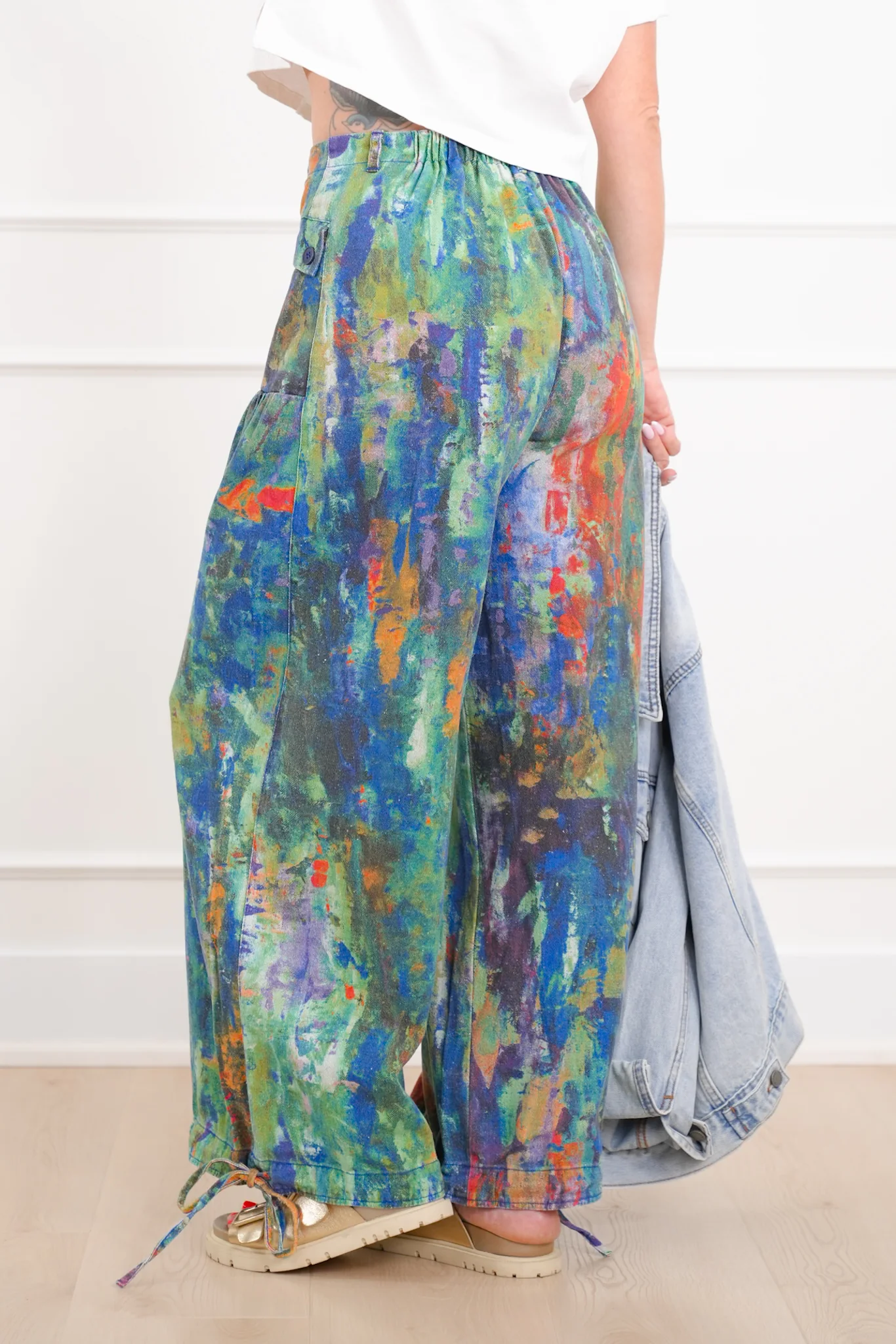 Restock! Plus/Reg Wash Painted High Waist Wide Leg Pants - Image 3